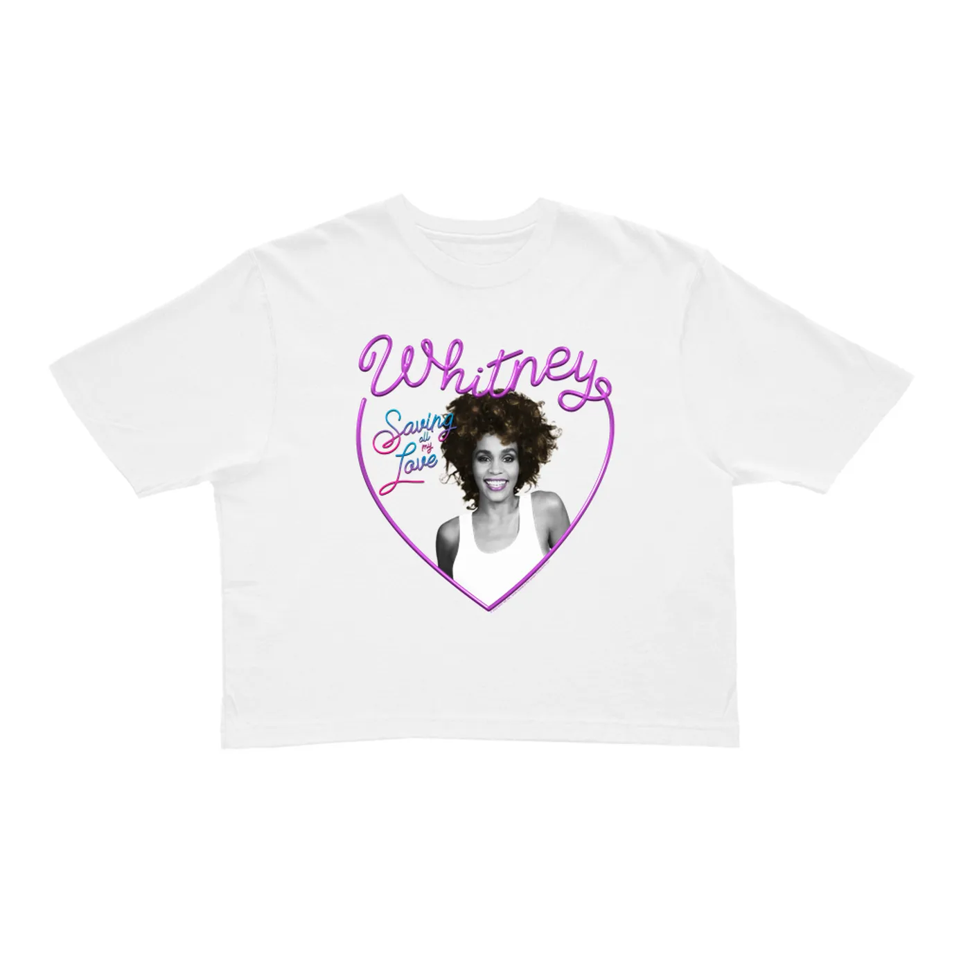 Whitney Houston Ladies' Crop Tee | Saving All My Love Heart (Merchbar Exclusive) Whitney Houston Crop T-shirt