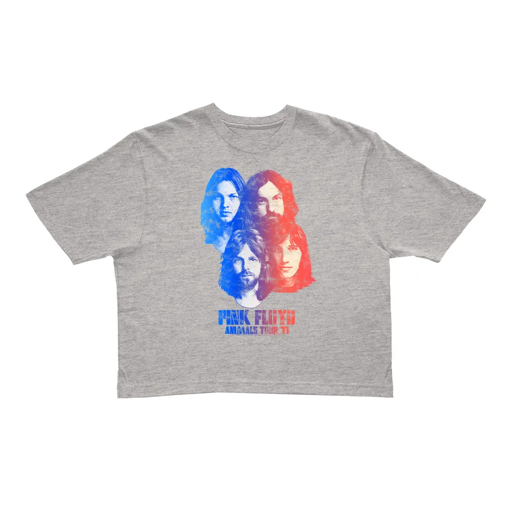 Ladies' Crop Tee | Group Ombre Animals '77 Tour Image Distressed Crop T-shirt