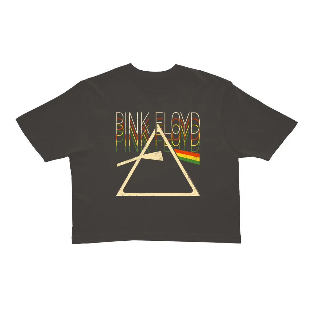 Ladies' Crop Tee | Retro Multi-Color Dark Side Of The Moon Prism Distressed (Equineop Exclusive) Crop T-shirt