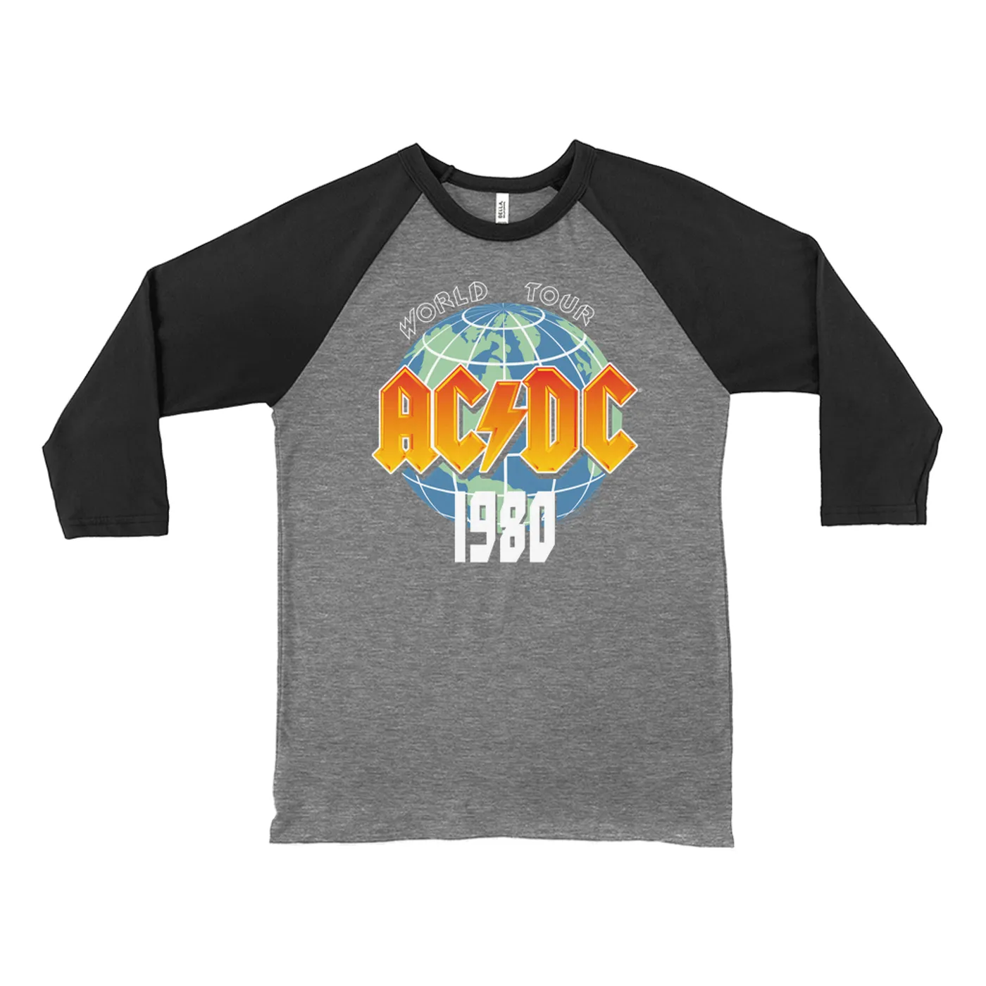 AC/DC 3/4 Sleeve Baseball Tee | 1980 Globe World Tour ACDC Shirt
