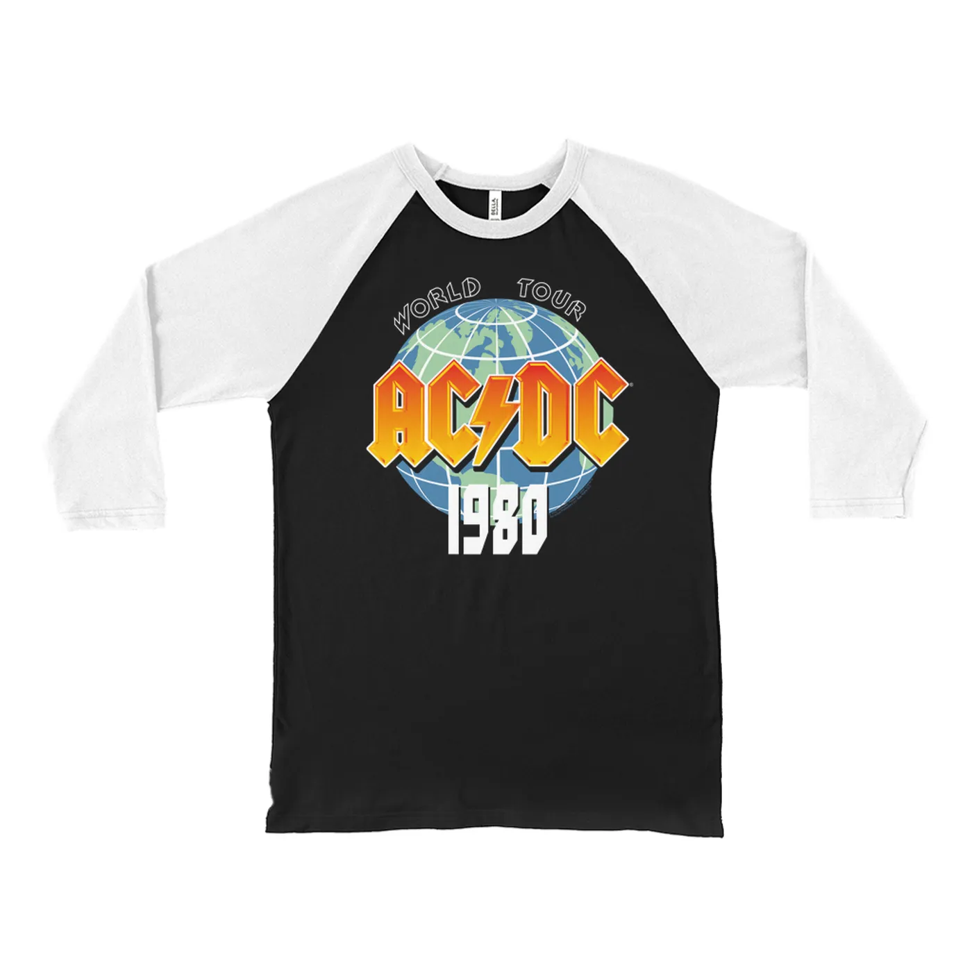 AC/DC 3/4 Sleeve Baseball Tee | 1980 Globe World Tour ACDC Shirt