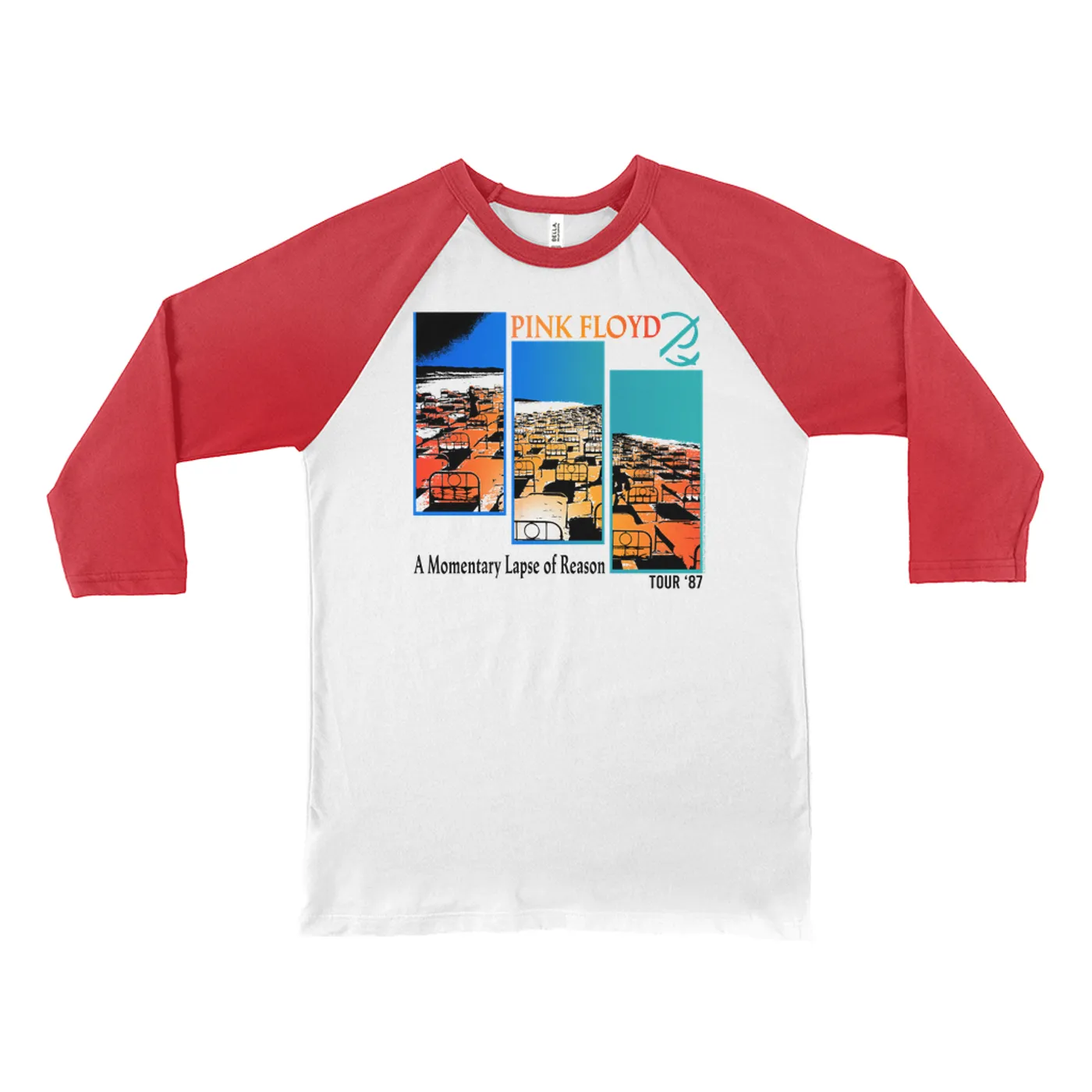 Pink Floyd 3/4 Sleeve Baseball Tee | Fragmented Momentary Lapse Of Reason '87 Tour Pink Floyd Shirt