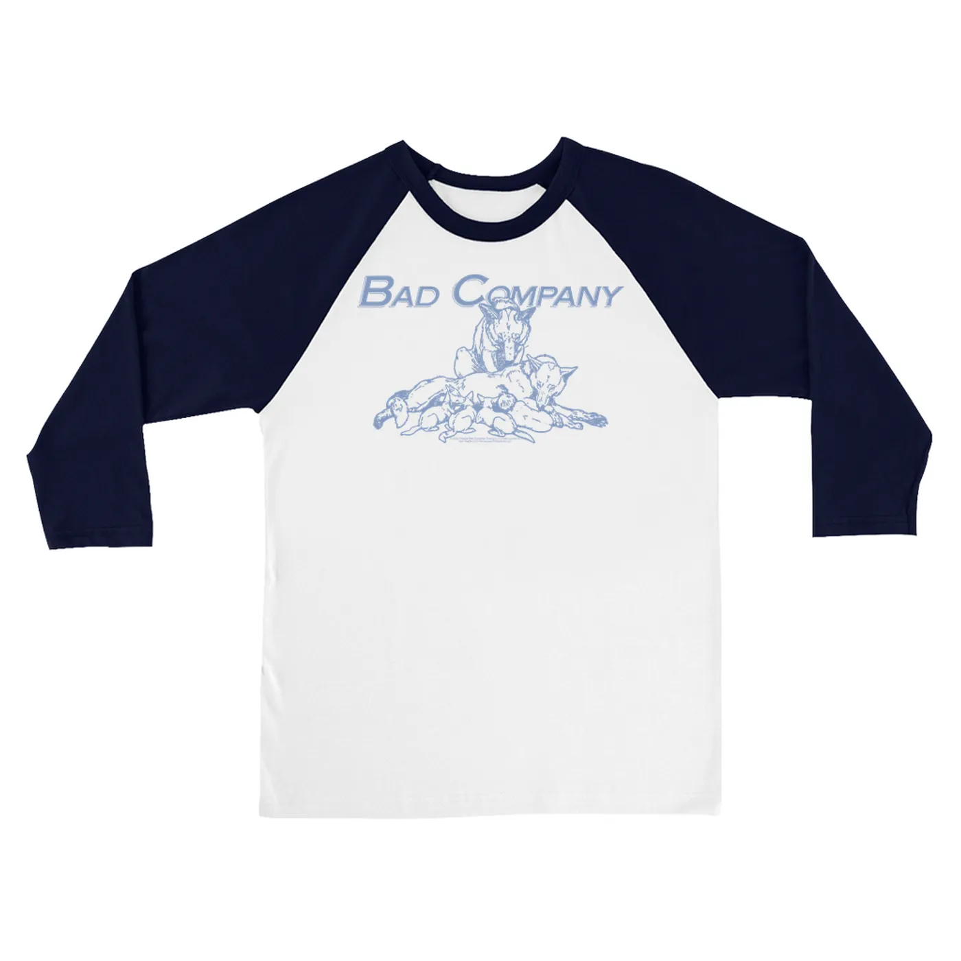 Bad Company 3/4 Sleeve Baseball Tee | Run With The Pack Slate Blue Image (Merchbar Exclusive) Bad Company Shirt