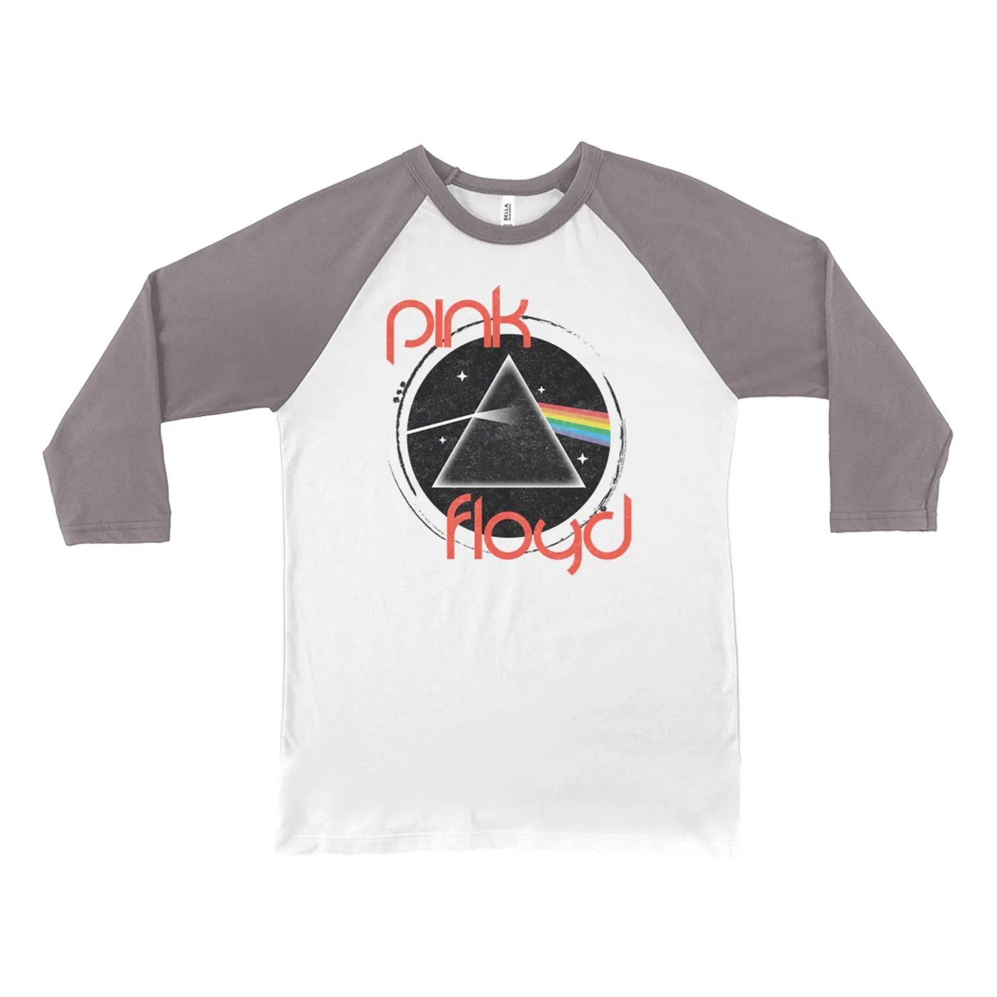 Pink Floyd 3/4 Sleeve Baseball Tee | Modern Retro Dark Side Of The Moon Distressed Pink Floyd Shirt