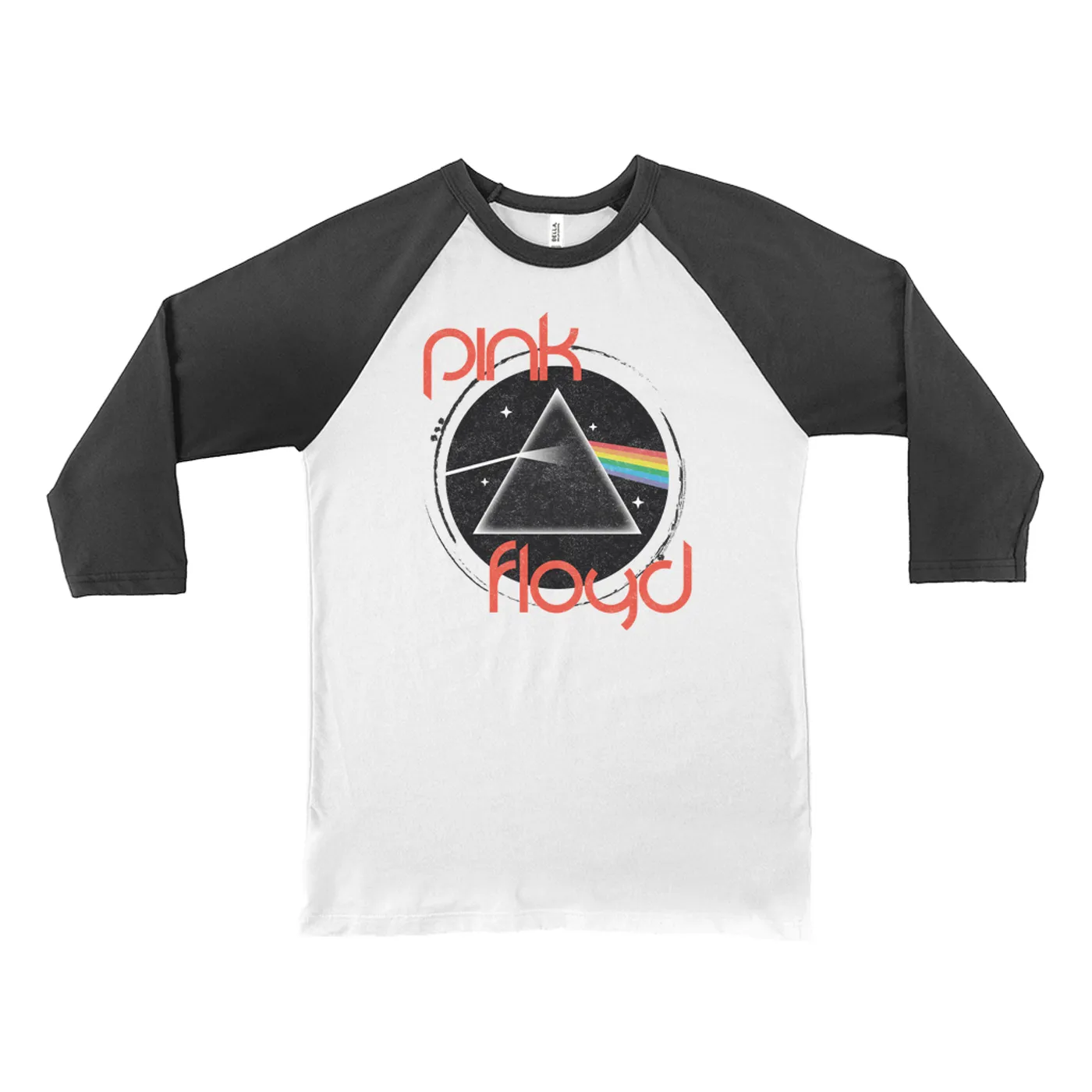 Pink Floyd 3/4 Sleeve Baseball Tee | Modern Retro Dark Side Of The Moon Distressed Pink Floyd Shirt