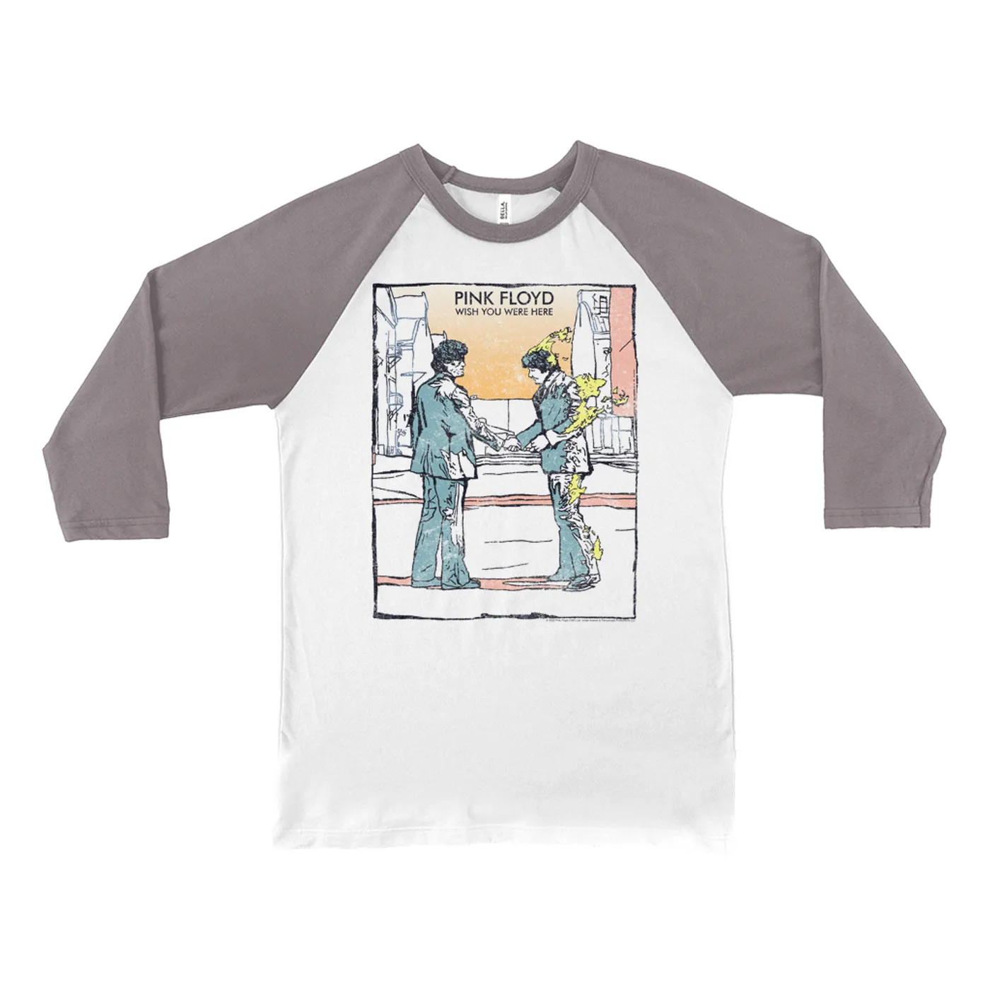 Pink Floyd 3/4 Sleeve Baseball Tee | Watercolor Wish You Were Here Pink Floyd Shirt