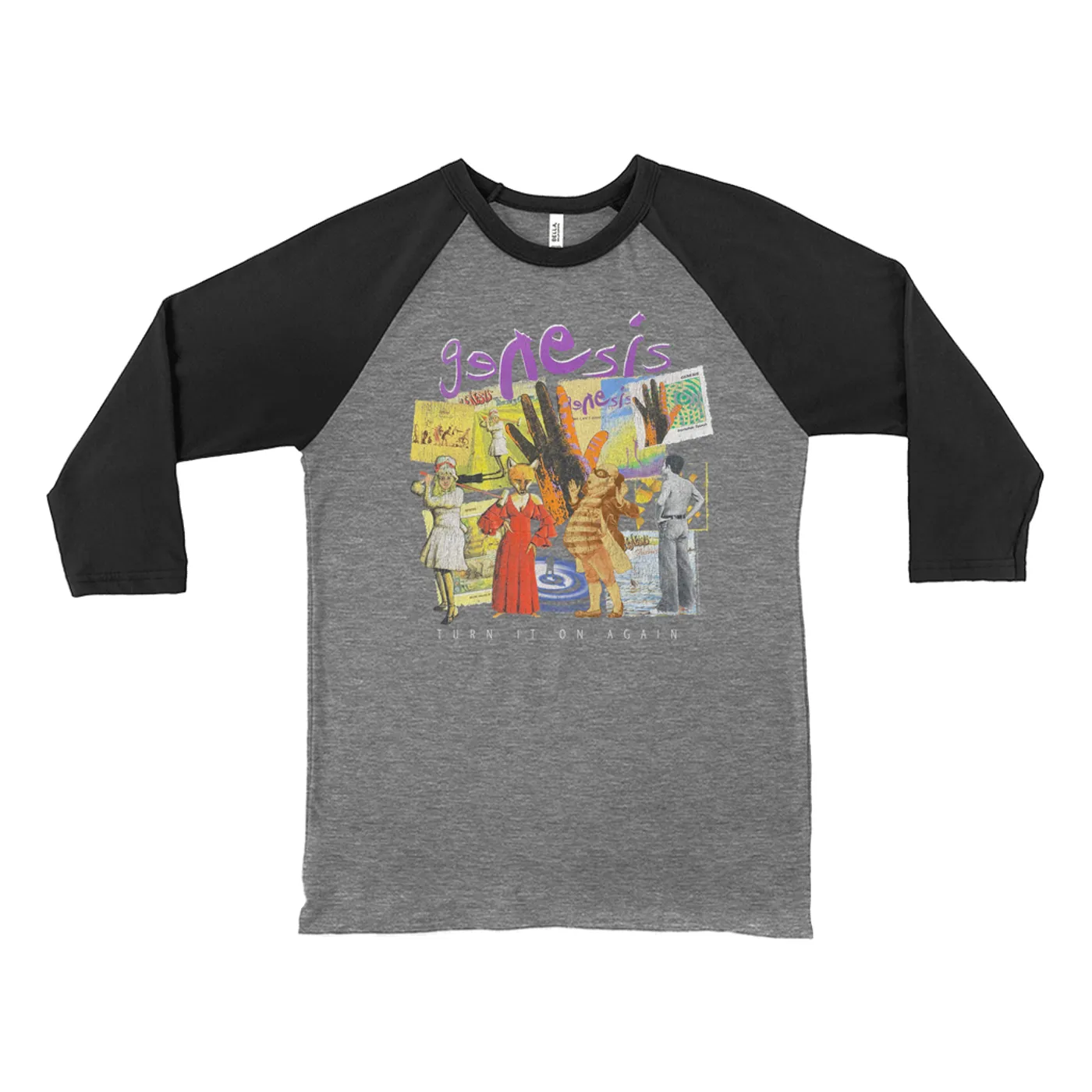 Genesis 3/4 Sleeve Baseball Tee | Ultimate Album Collage Distressed Genesis Shirt