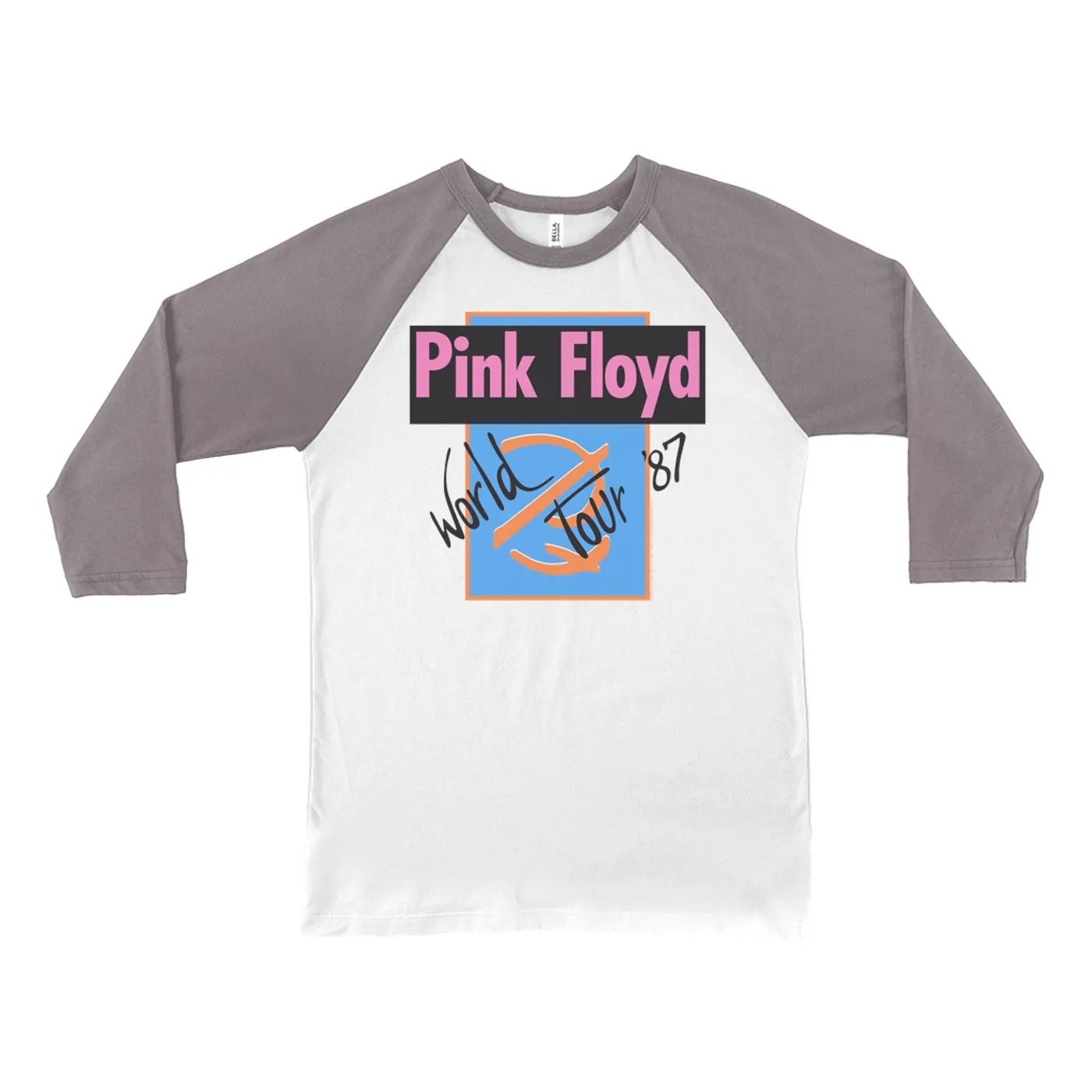 Pink Floyd 3/4 Sleeve Baseball Tee | World Tour '87 Logo Pink Floyd Shirt