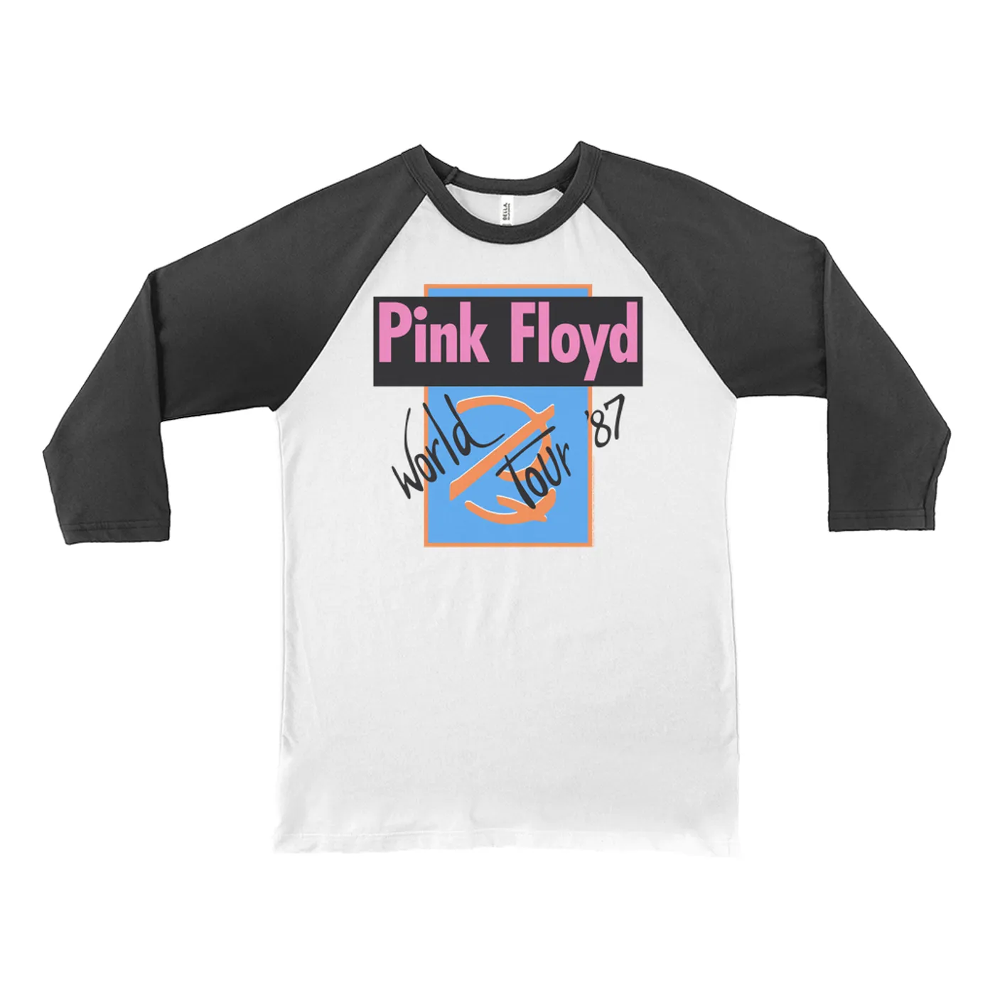 Pink Floyd 3/4 Sleeve Baseball Tee | World Tour '87 Logo Pink Floyd Shirt
