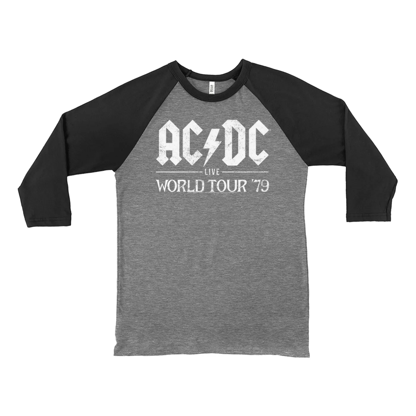 AC/DC 3/4 Sleeve Baseball Tee | Live In Concert 1979 Distressed ACDC Shirt