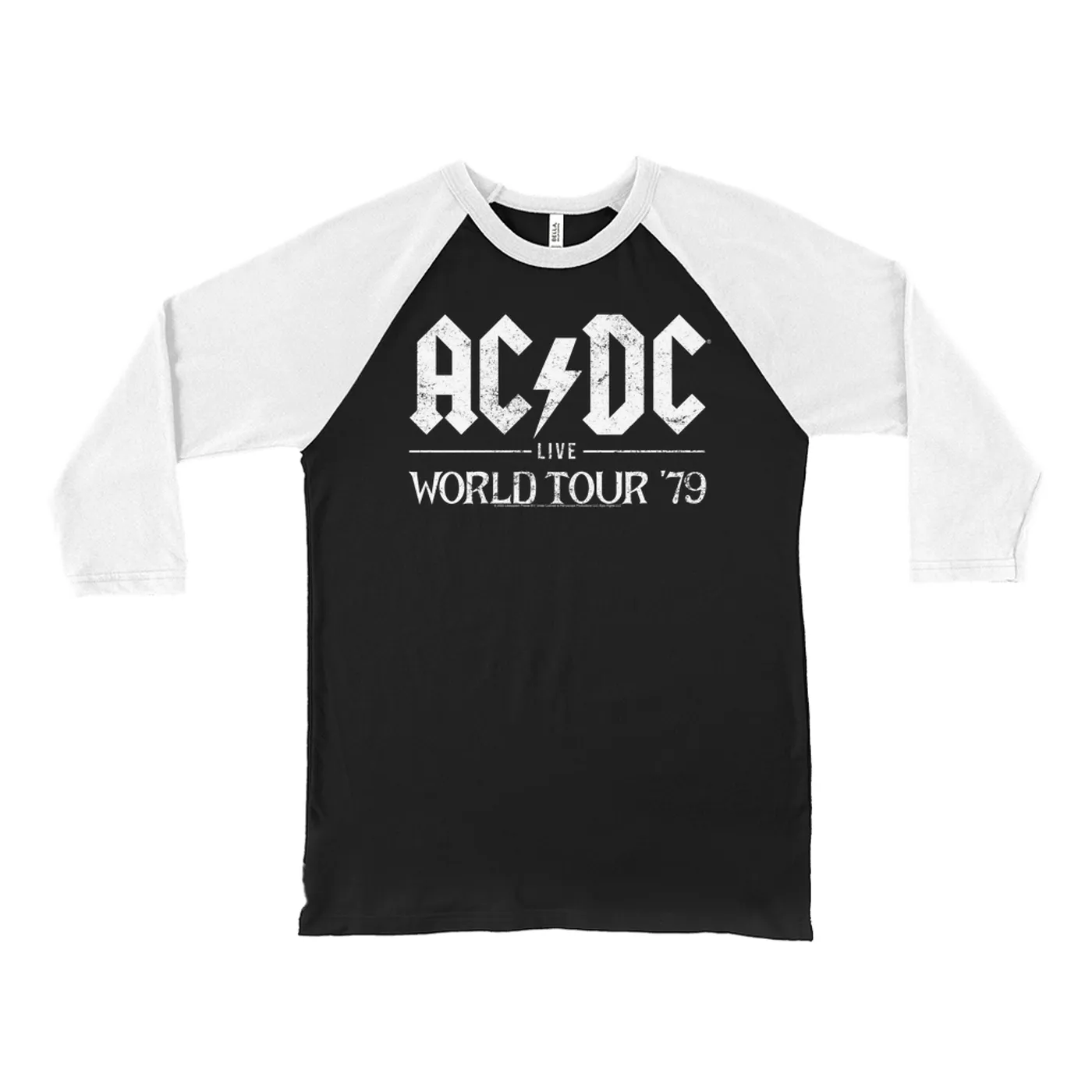 AC/DC 3/4 Sleeve Baseball Tee | Live In Concert 1979 Distressed ACDC Shirt