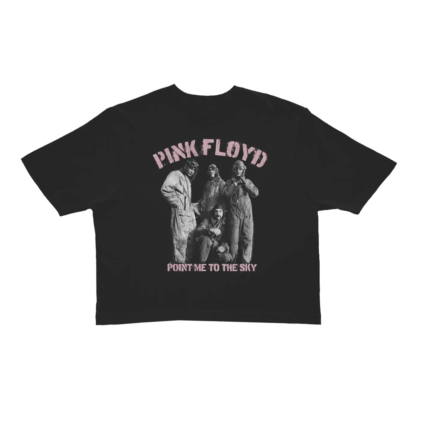 Pink Floyd Ladies' Crop Tee | Point Me To The Sky Pink Design Distressed (Merchbar Exclusive) Pink Floyd Crop T-shirt