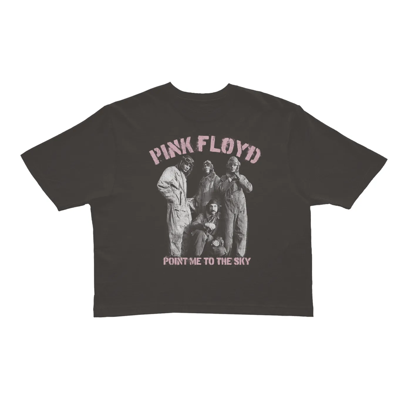 Pink Floyd Ladies' Crop Tee | Point Me To The Sky Pink Design Distressed (Merchbar Exclusive) Pink Floyd Crop T-shirt