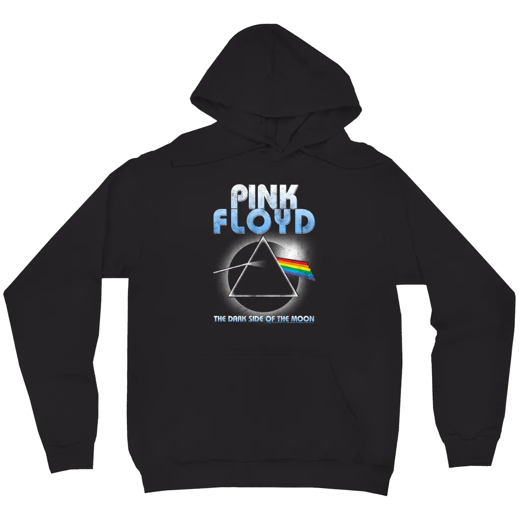 Hoodie | Blue Retro Dark Side Of The Moon Design Distressed Hoodie
