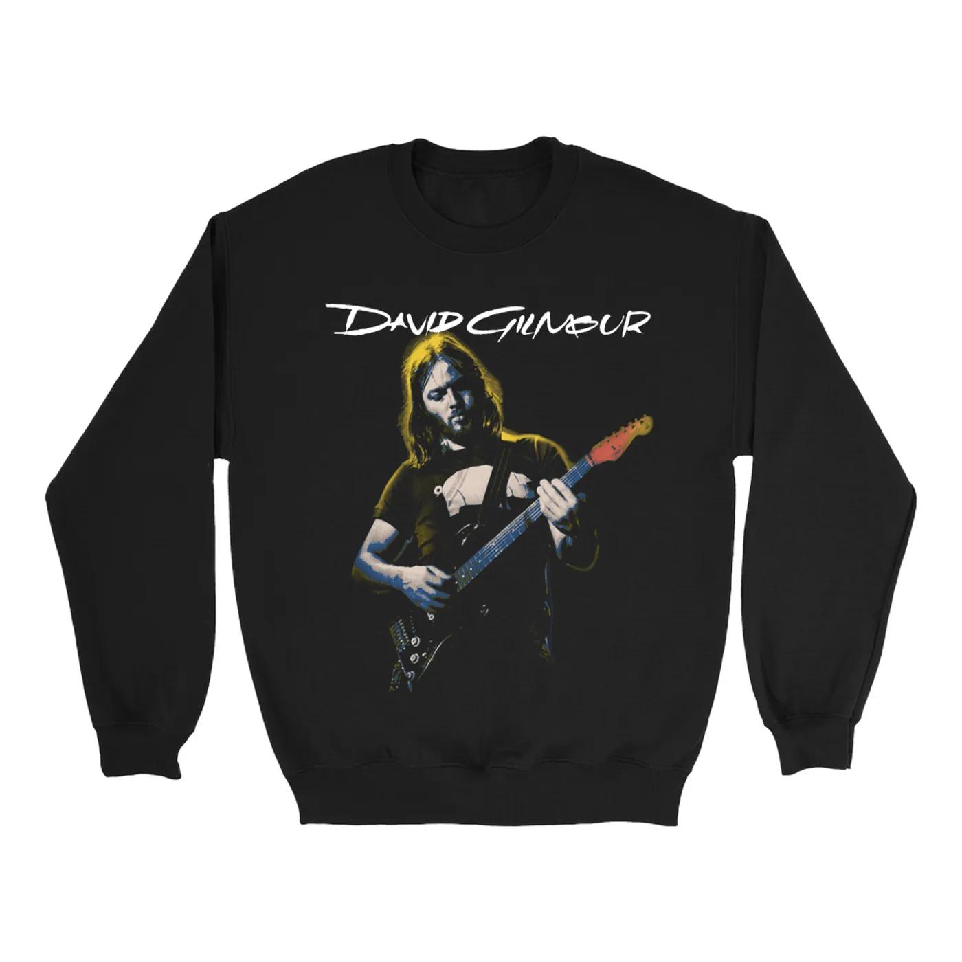 David Gilmour Sweatshirt | 1977 Color Tinted Photo With Logo David Gilmour Sweatshirt