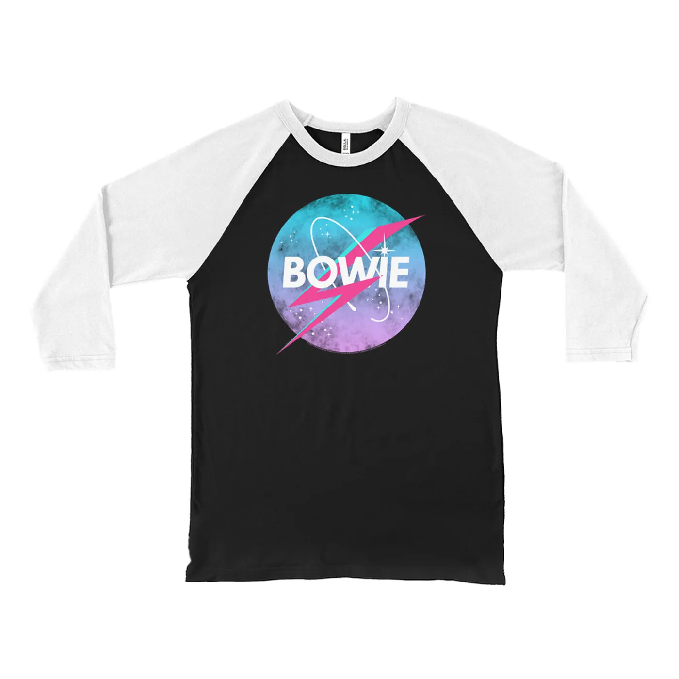 David Bowie 3/4 Sleeve Baseball Tee | Pastel Bowie NASA Inspired Logo  (Merchbar Exclusive) David Bowie Shirt