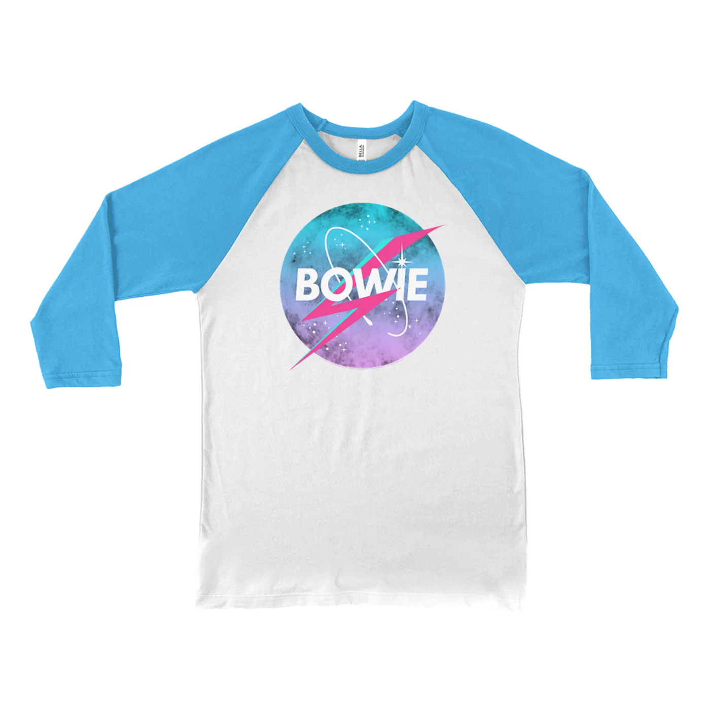 David Bowie 3/4 Sleeve Baseball Tee | Pastel Bowie NASA Inspired Logo  (Merchbar Exclusive) David Bowie Shirt