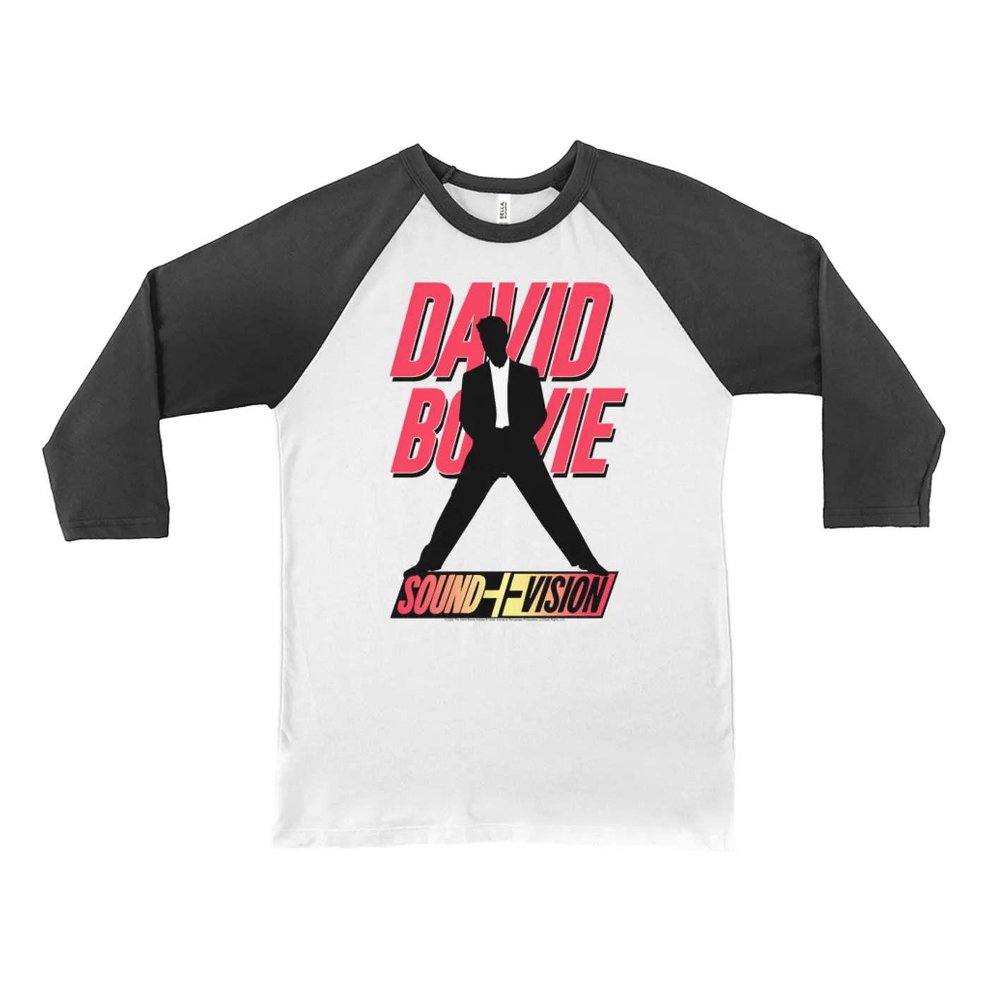 David Bowie 3/4 Sleeve Baseball Tee | Neon 1991 Euro Vision Design  (Merchbar Exclusive) David Bowie Shirt