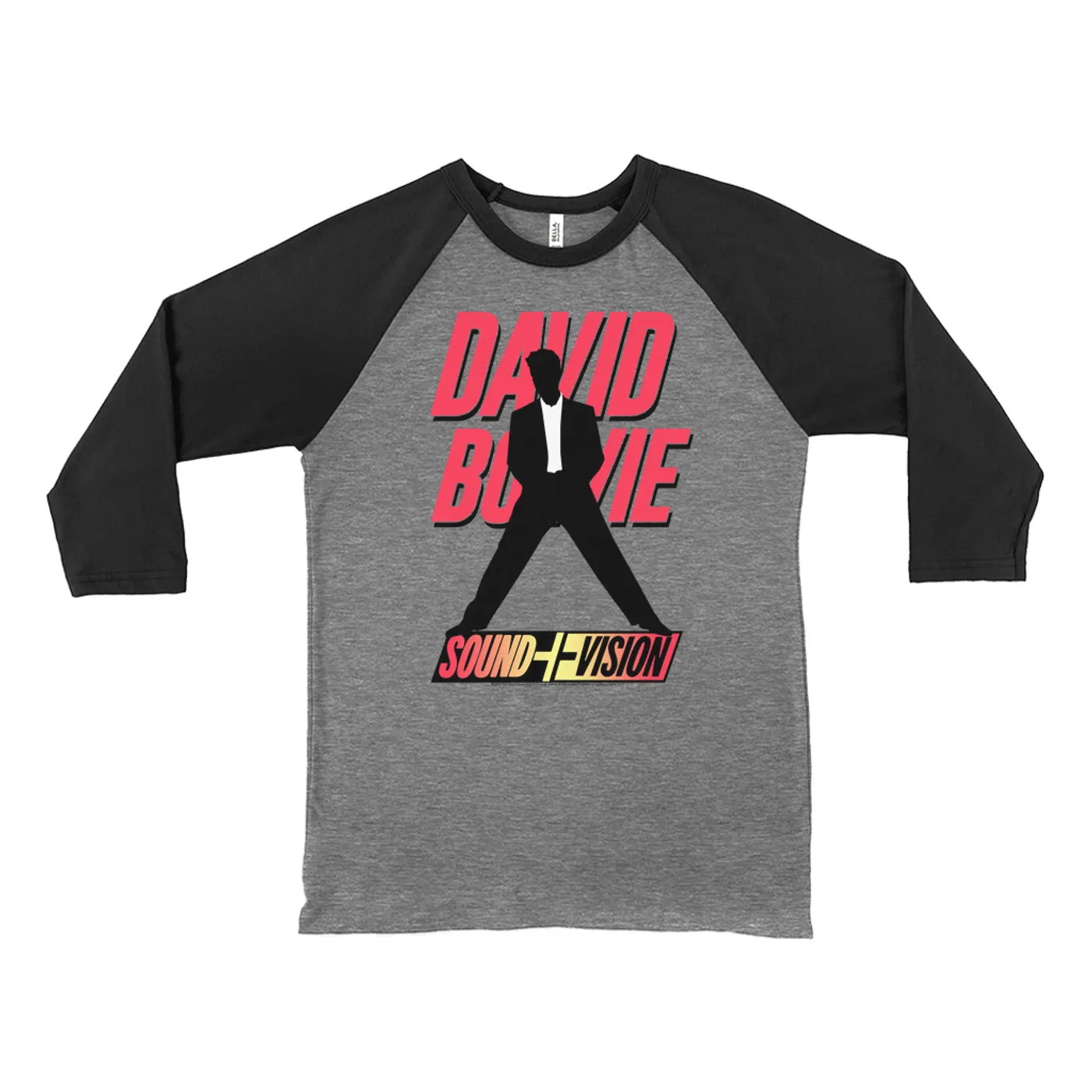 David Bowie 3/4 Sleeve Baseball Tee | Neon 1991 Euro Vision Design  (Merchbar Exclusive) David Bowie Shirt