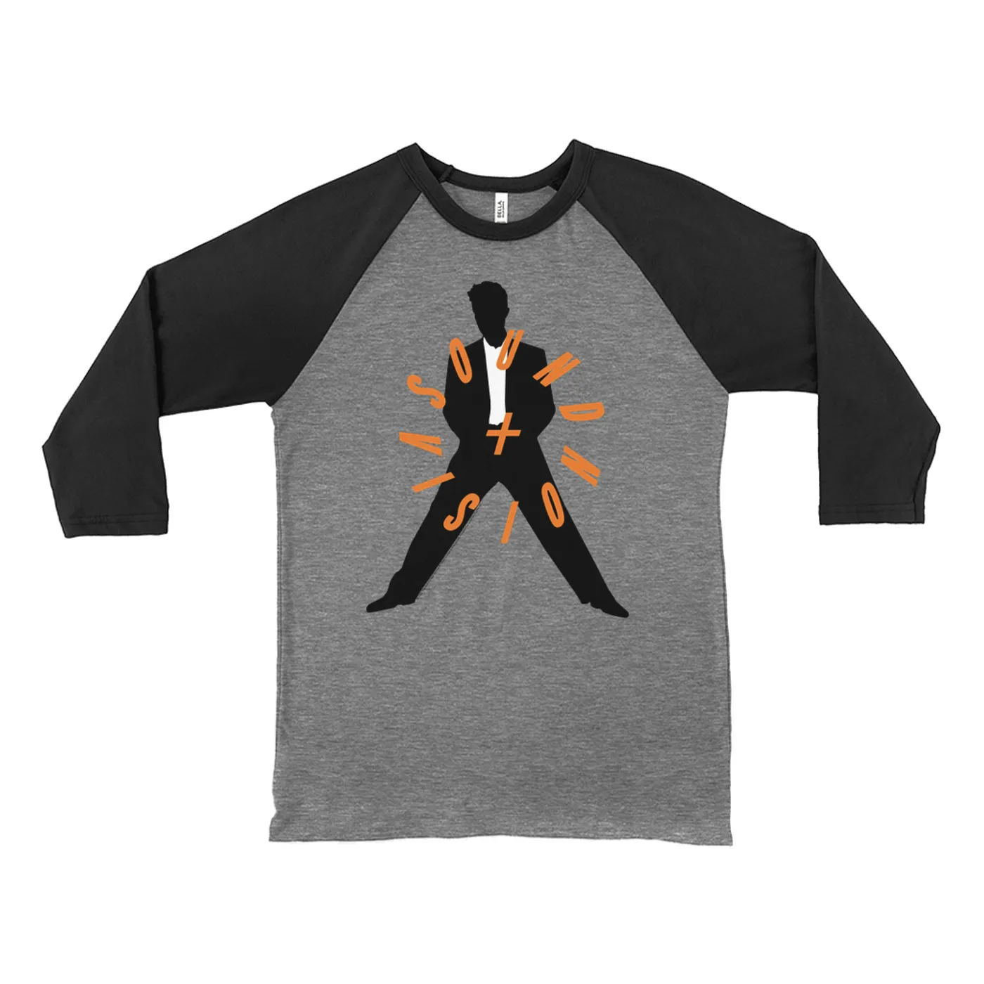 David Bowie 3/4 Sleeve Baseball Tee | Orange Sound Vision Image David Bowie Shirt