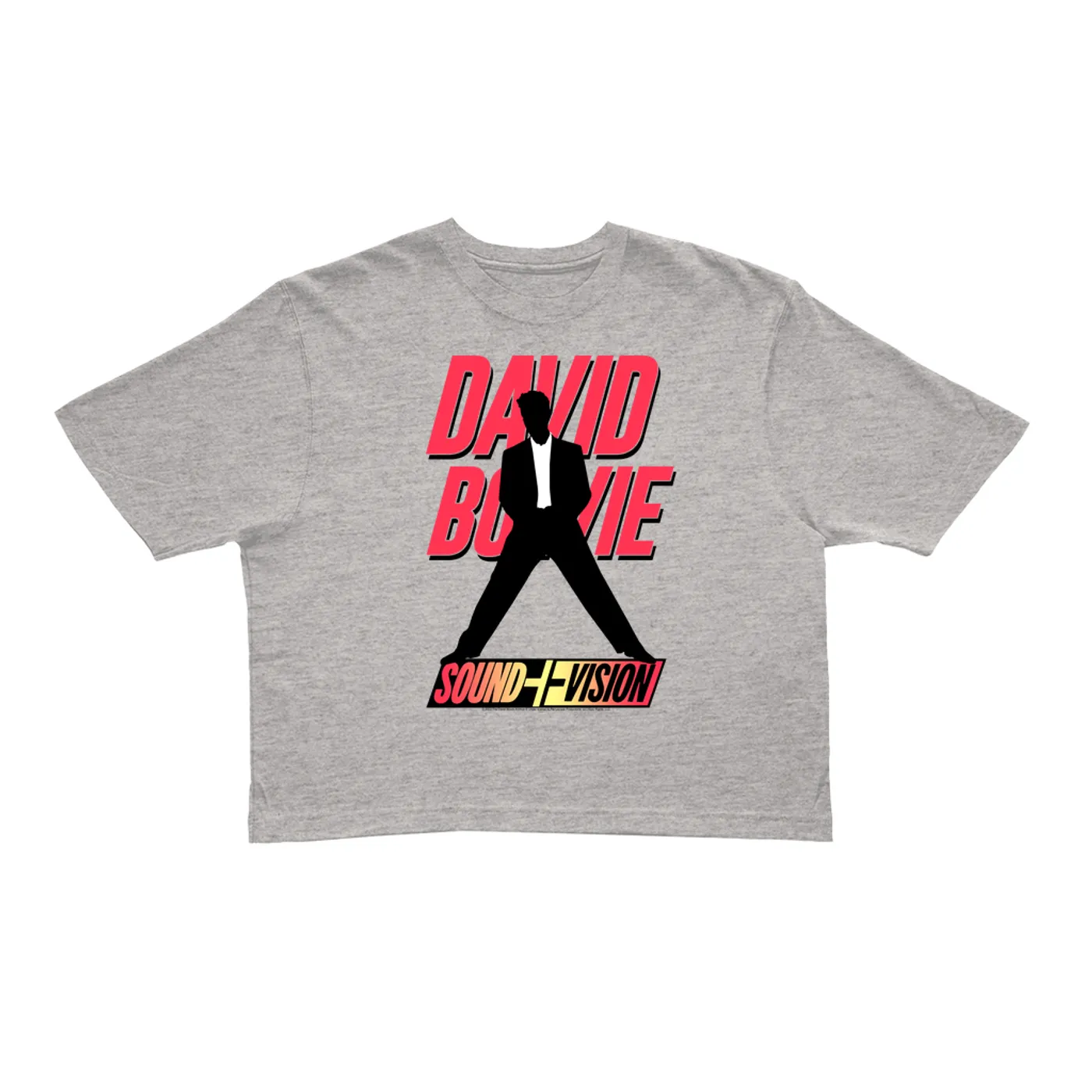 David Bowie Ladies' Crop Tee | Neon 1991 Euro Vision Design  (Merchbar Exclusive) David Bowie Crop T-shirt