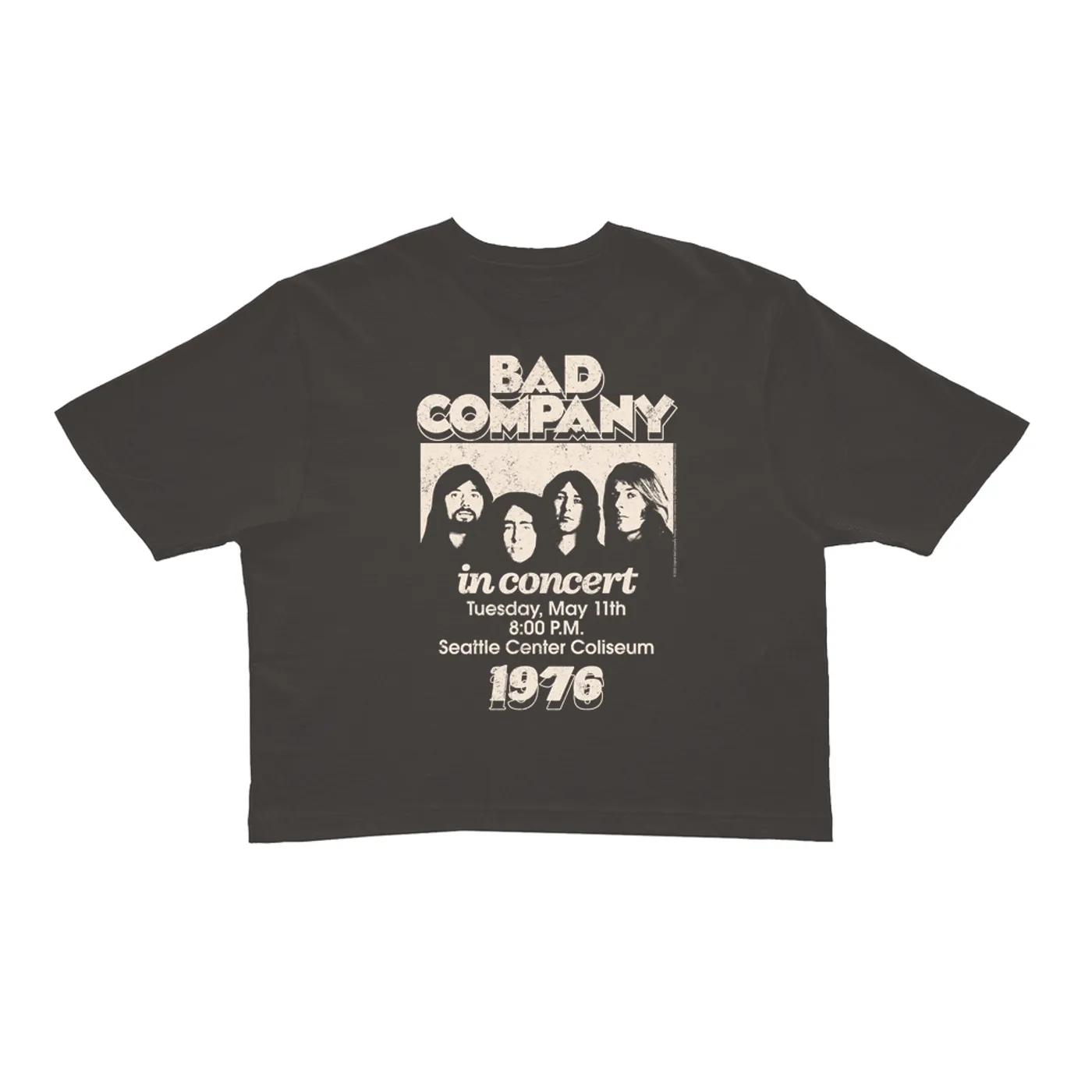 Bad Company Ladies' Crop Tee | Live In Concert Seattle Center 1976 Bad Company Crop T-shirt