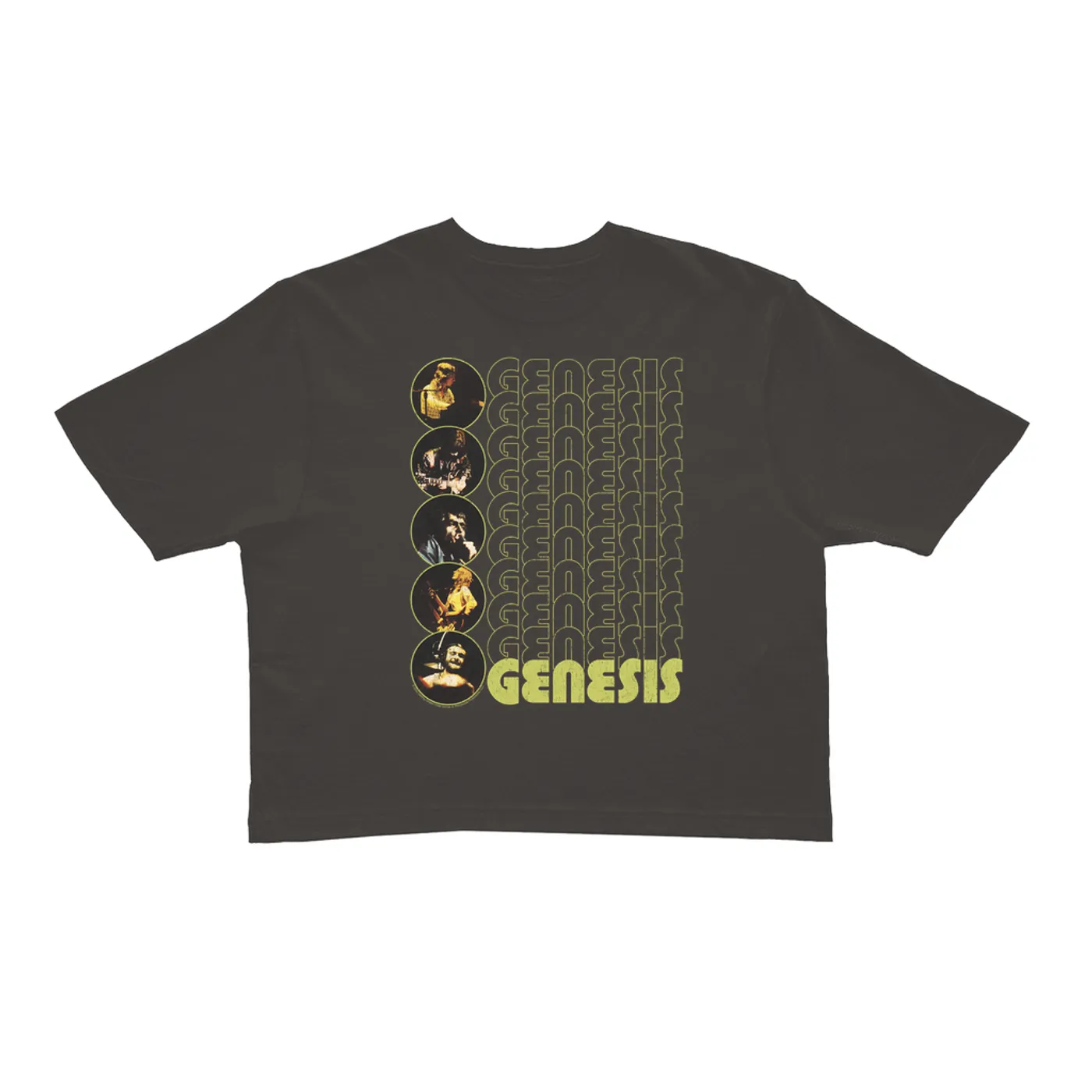 Genesis Ladies' Crop Tee | The Carpet Crawlers Album Design Distressed Genesis Crop T-shirt