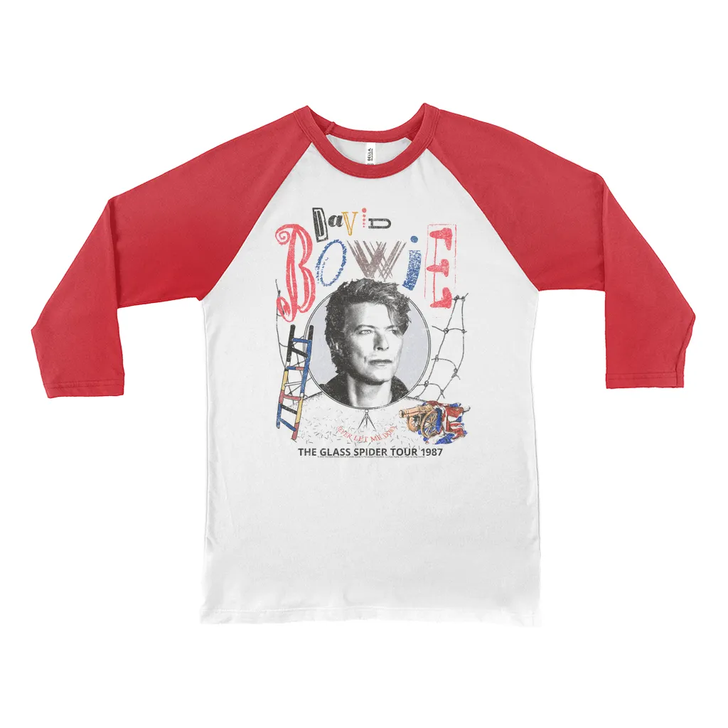 3/4 Sleeve Baseball Tee | Never Let Me Down The Glass Spider Tour 1987 Distressed Shirt