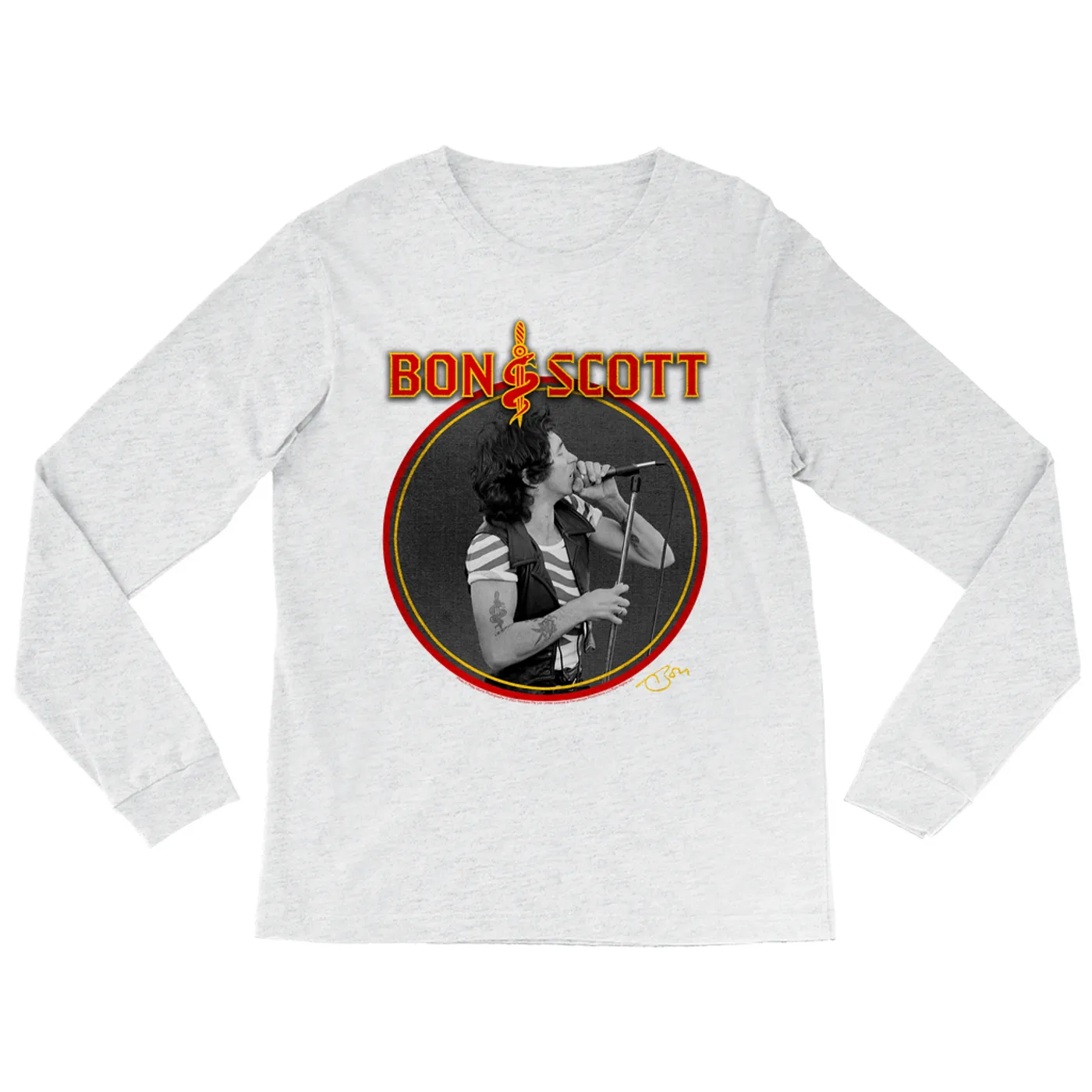 Bon Scott Long Sleeve Shirt | Snake & Dagger Logo Circular Image Bon Scott Shirt