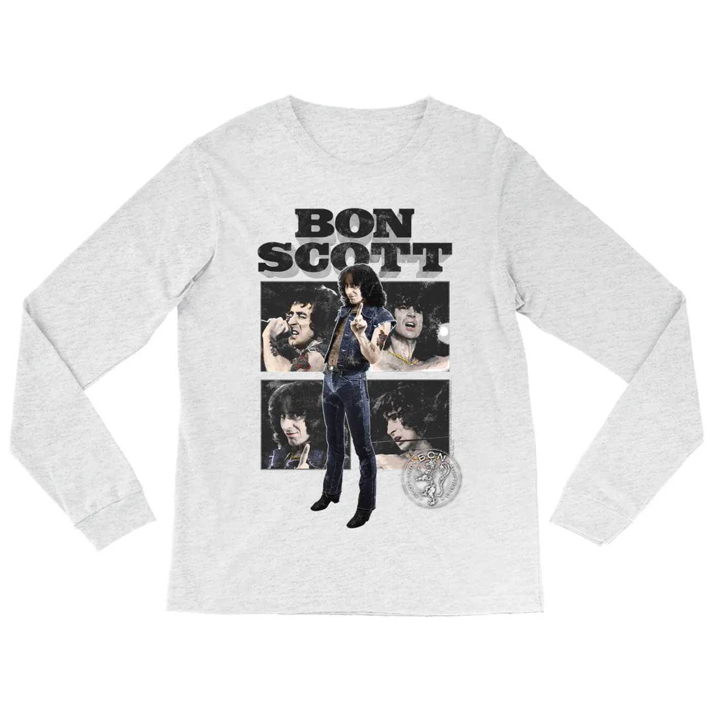 Bon Scott Long Sleeve Shirt | Vintage Color Photo Collage Bon Scott Shirt