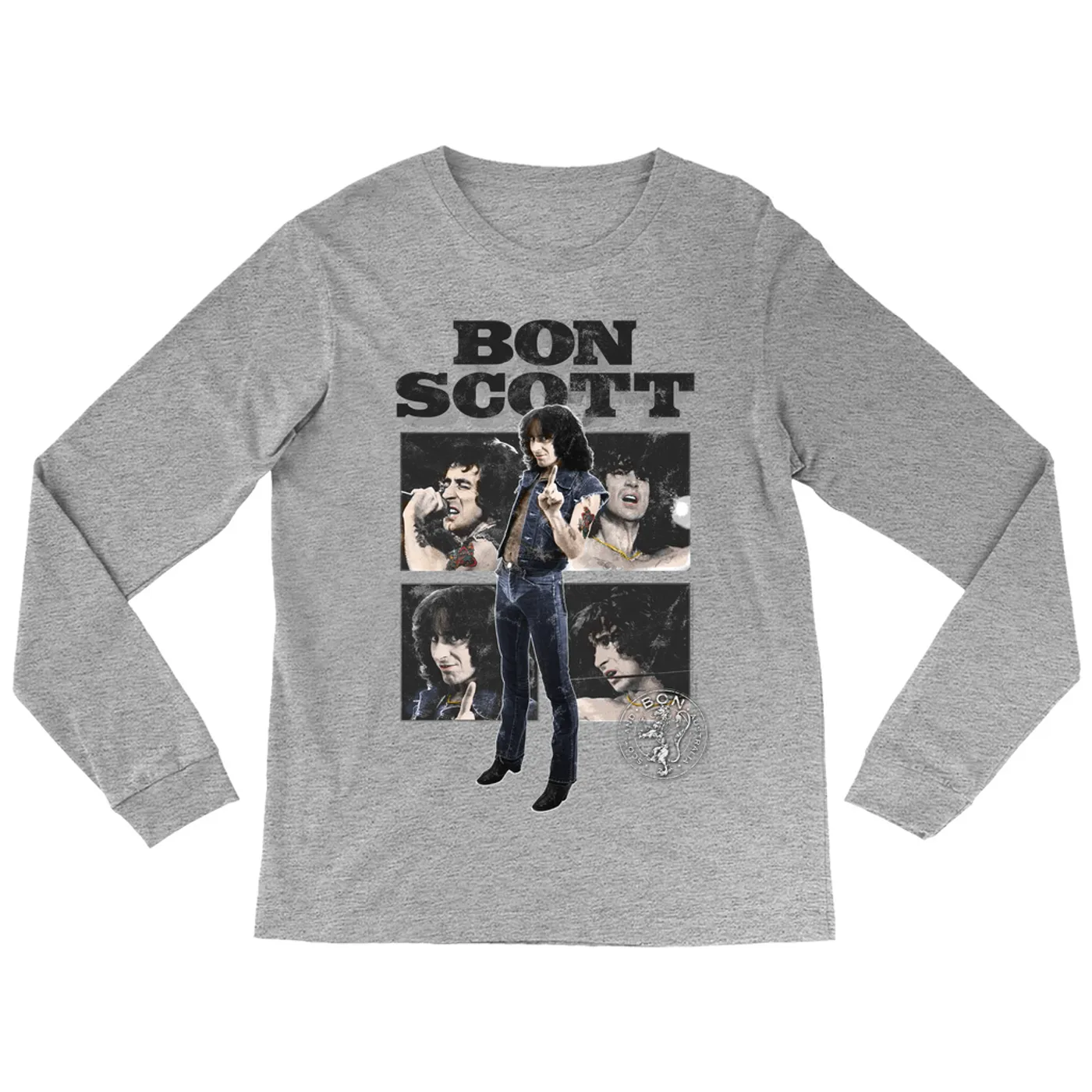 Bon Scott Long Sleeve Shirt | Vintage Color Photo Collage Bon Scott Shirt