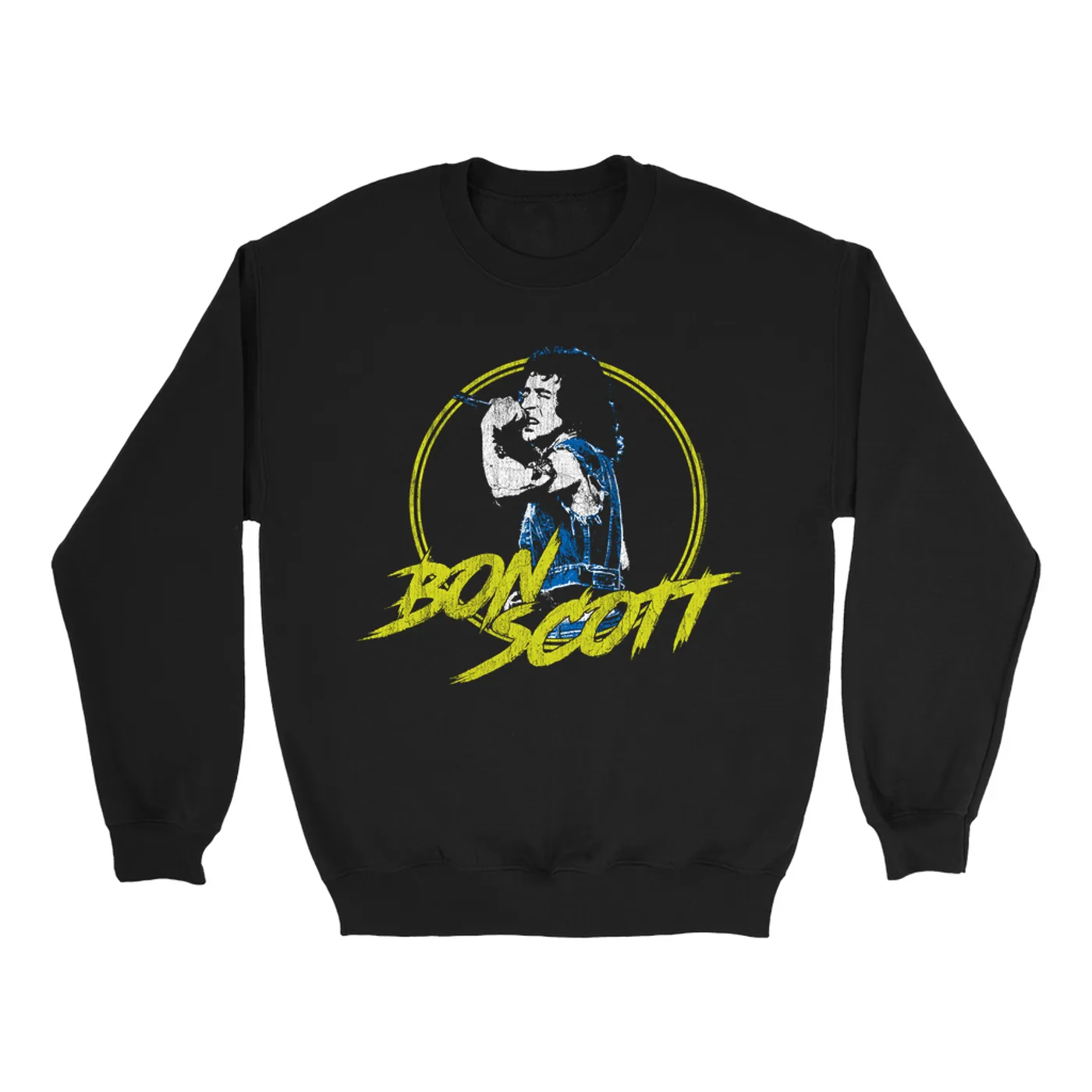 Bon Scott Sweatshirt | Bon Scott Circular Pop Art Yellow Bon Scott Sweatshirt