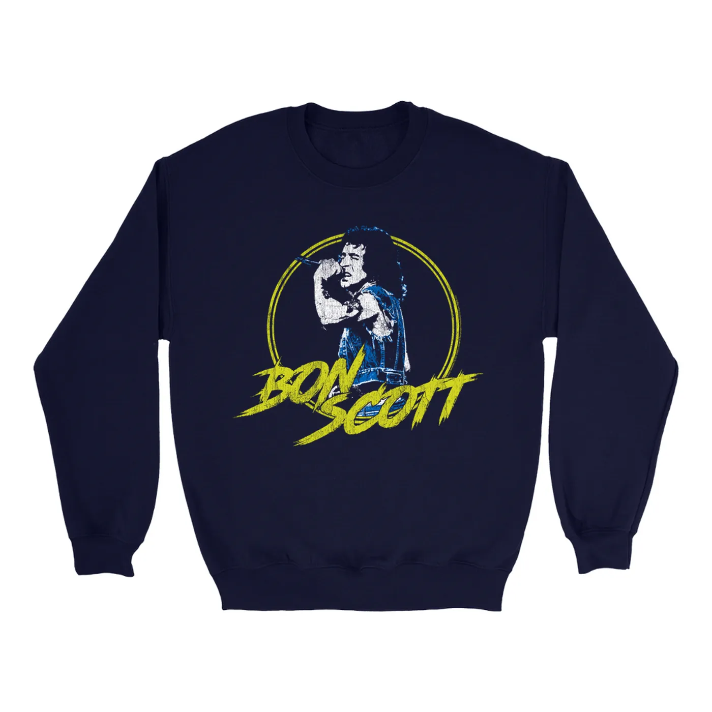 Bon Scott Sweatshirt | Bon Scott Circular Pop Art Yellow Bon Scott Sweatshirt