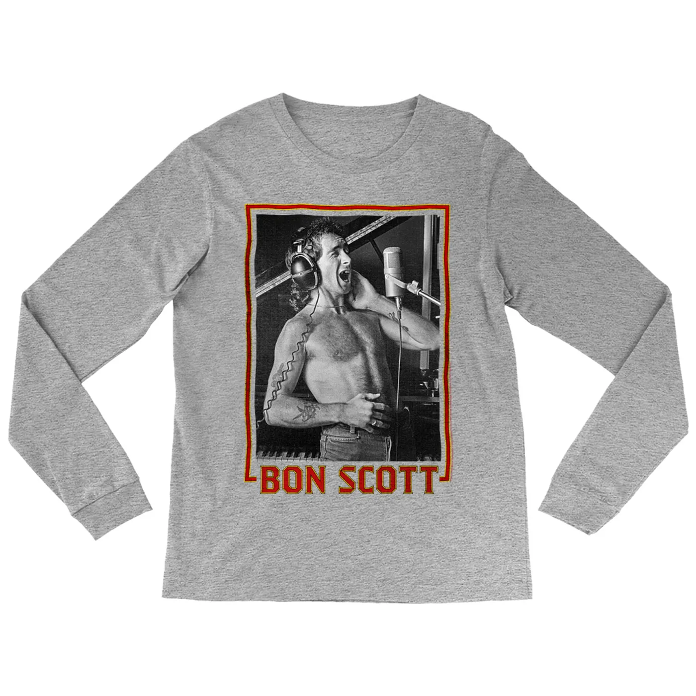 Bon Scott Long Sleeve Shirt | Singing Photo Design Bon Scott Shirt