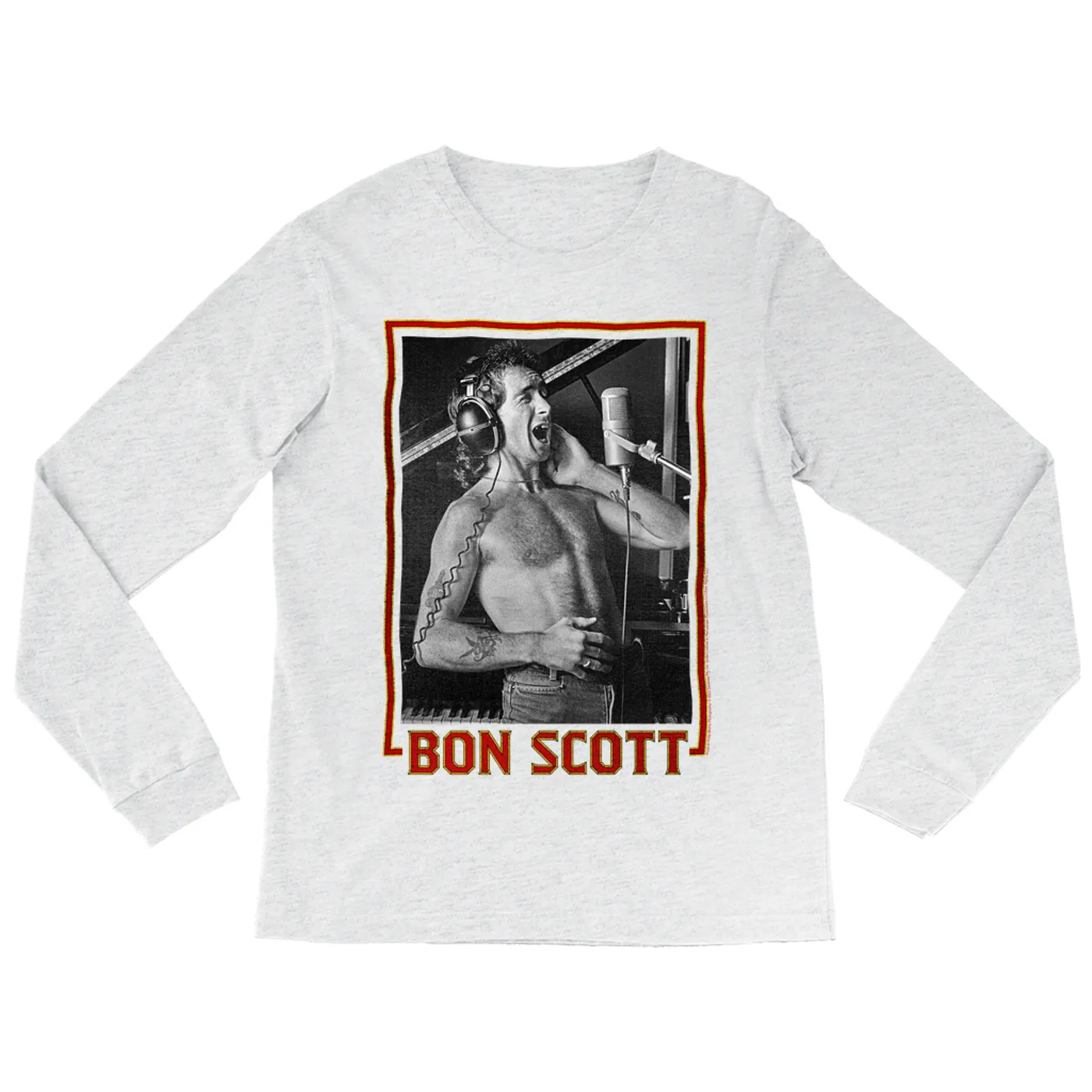 Bon Scott Long Sleeve Shirt | Singing Photo Design Bon Scott Shirt