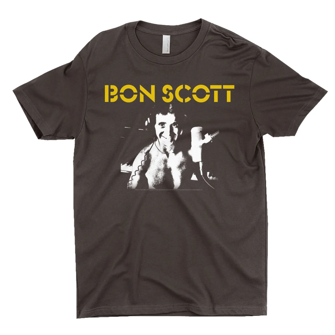 Bon Scott T-Shirt | Black And White With Yellow Stencil Logo Bon Scott Shirt