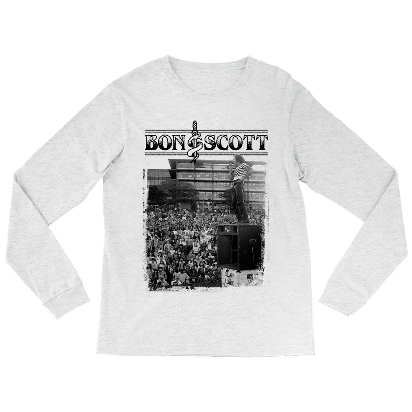 Bon Scott Long Sleeve Shirt | Black And White Snake & Dagger Concert Photo Bon Scott Shirt