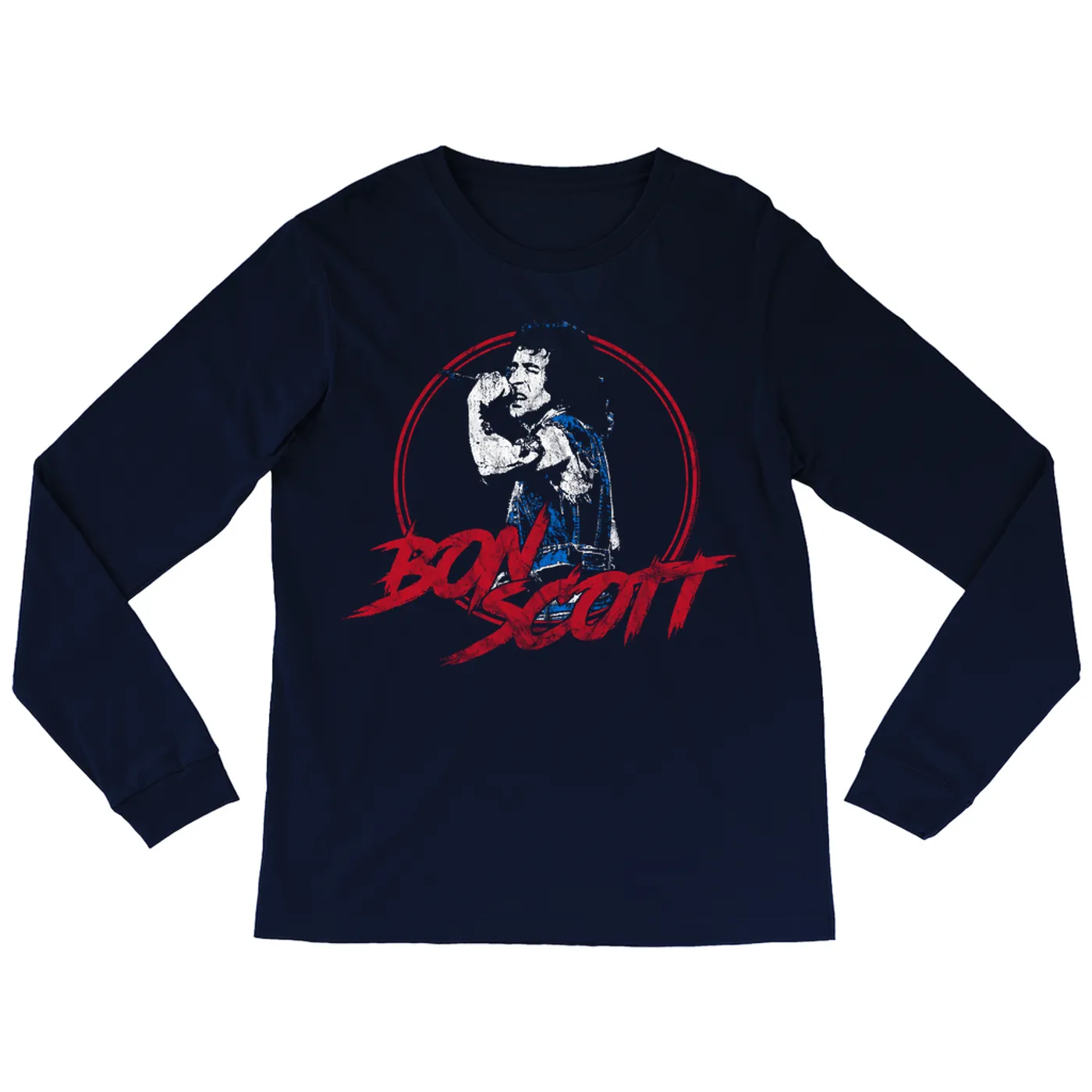 Bon Scott Long Sleeve Shirt | Bon Scott Circular Pop Art Red Bon Scott Shirt