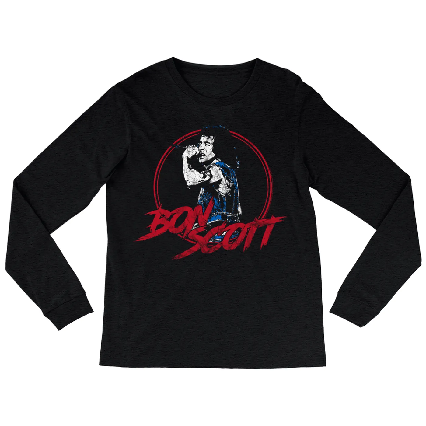 Bon Scott Long Sleeve Shirt | Bon Scott Circular Pop Art Red Bon Scott Shirt
