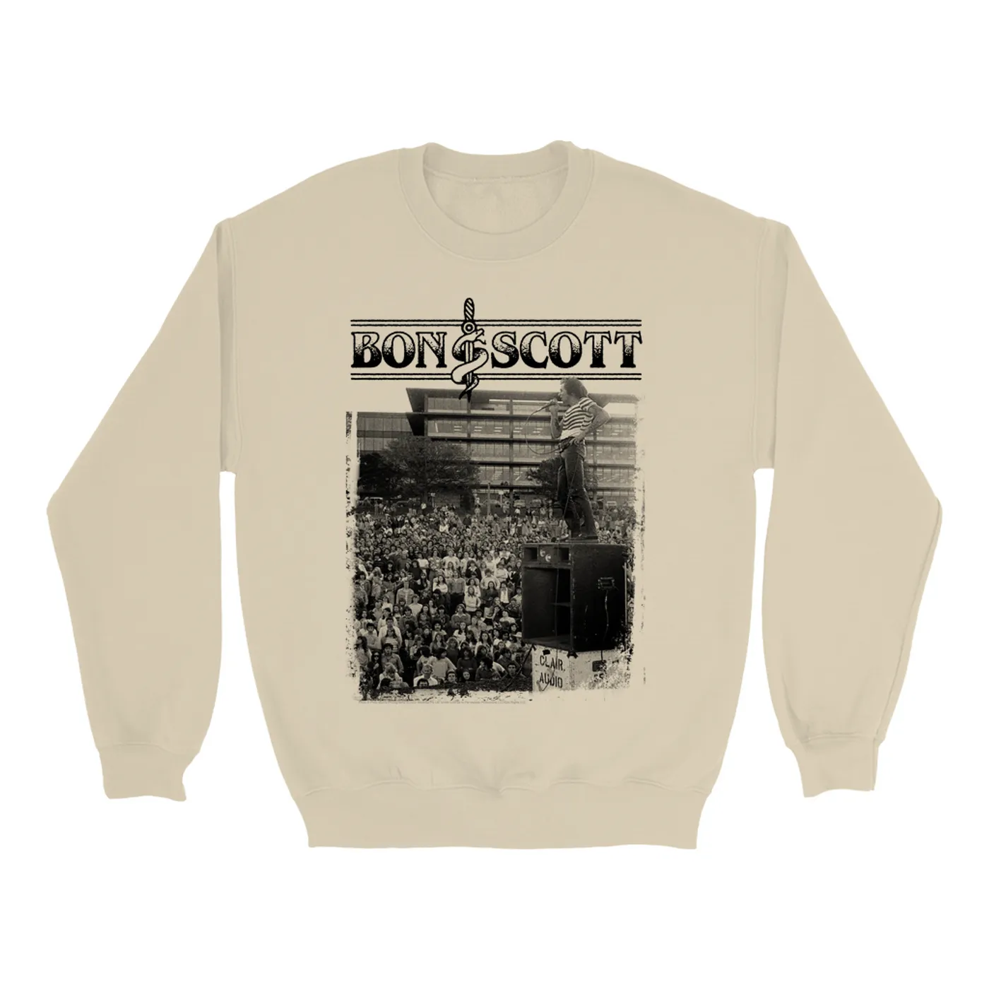 Bon Scott Sweatshirt | Black And White Snake & Dagger Concert Photo Bon Scott Sweatshirt