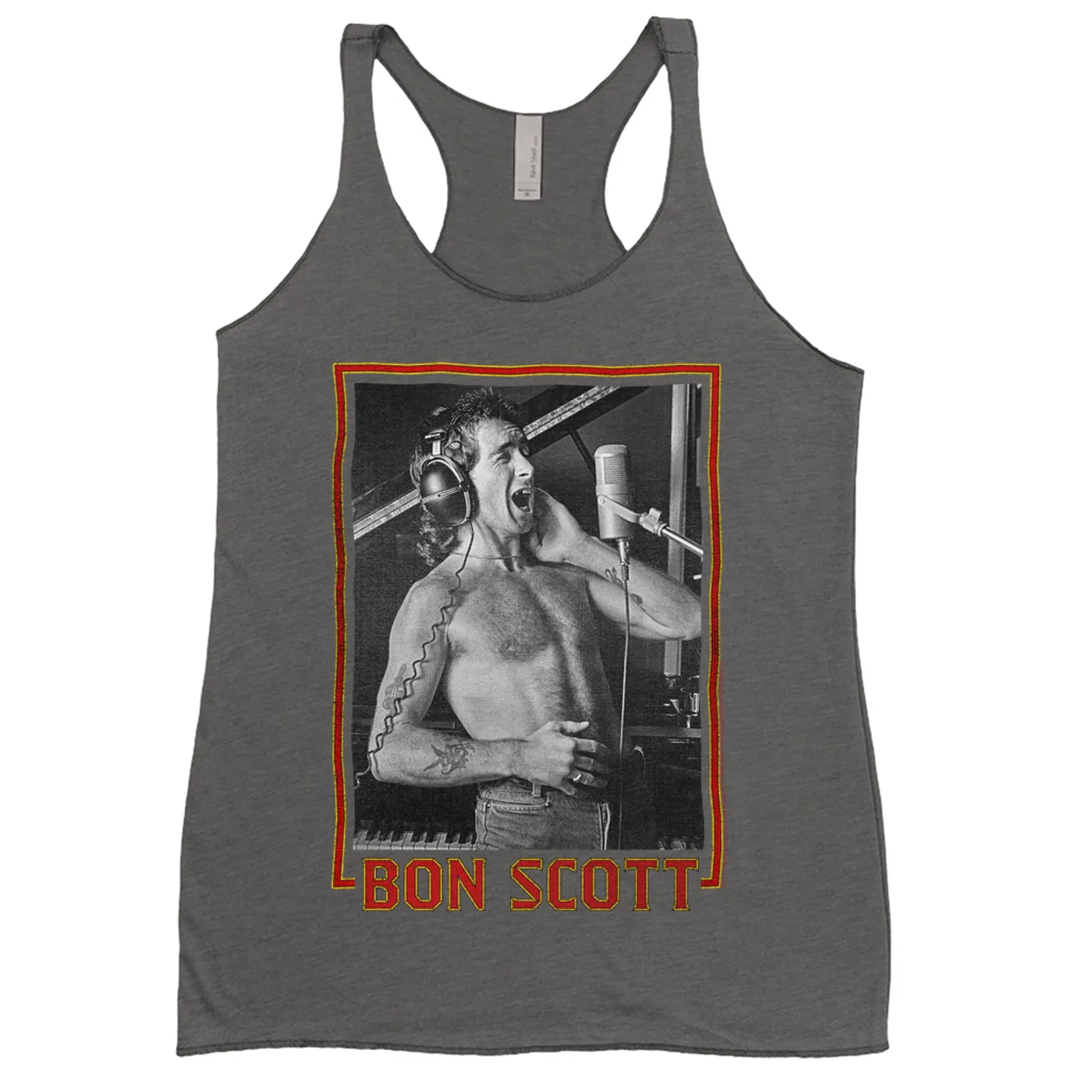 Bon Scott Ladies' Tank Top | Singing Photo Design Bon Scott Shirt