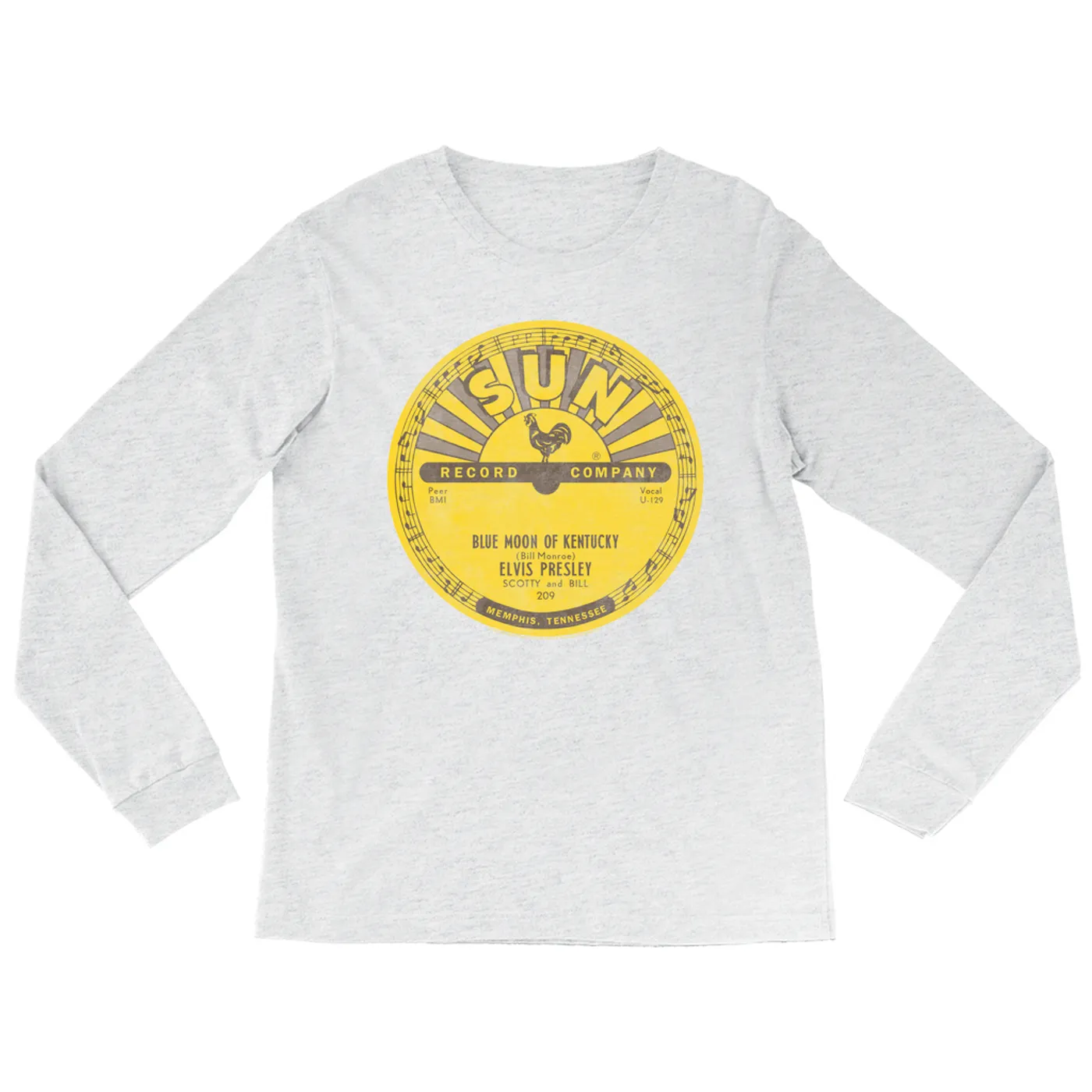 Elvis Presley Long Sleeve Shirt | Blue Moon Of Kentucky Record Label Distressed Elvis Presley Shirt
