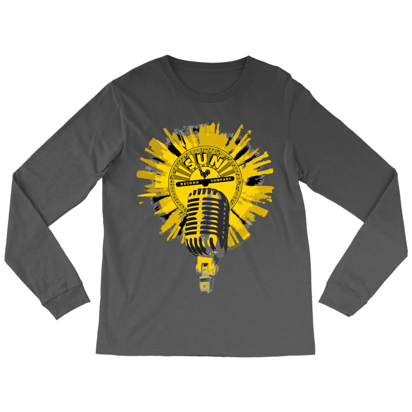 Sun Records Long Sleeve Shirt | Logo And Mic Yellow Burst Sun Records Shirt