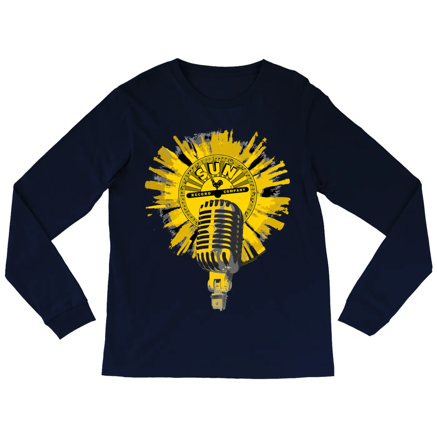 Sun Records Long Sleeve Shirt | Logo And Mic Yellow Burst Sun Records Shirt