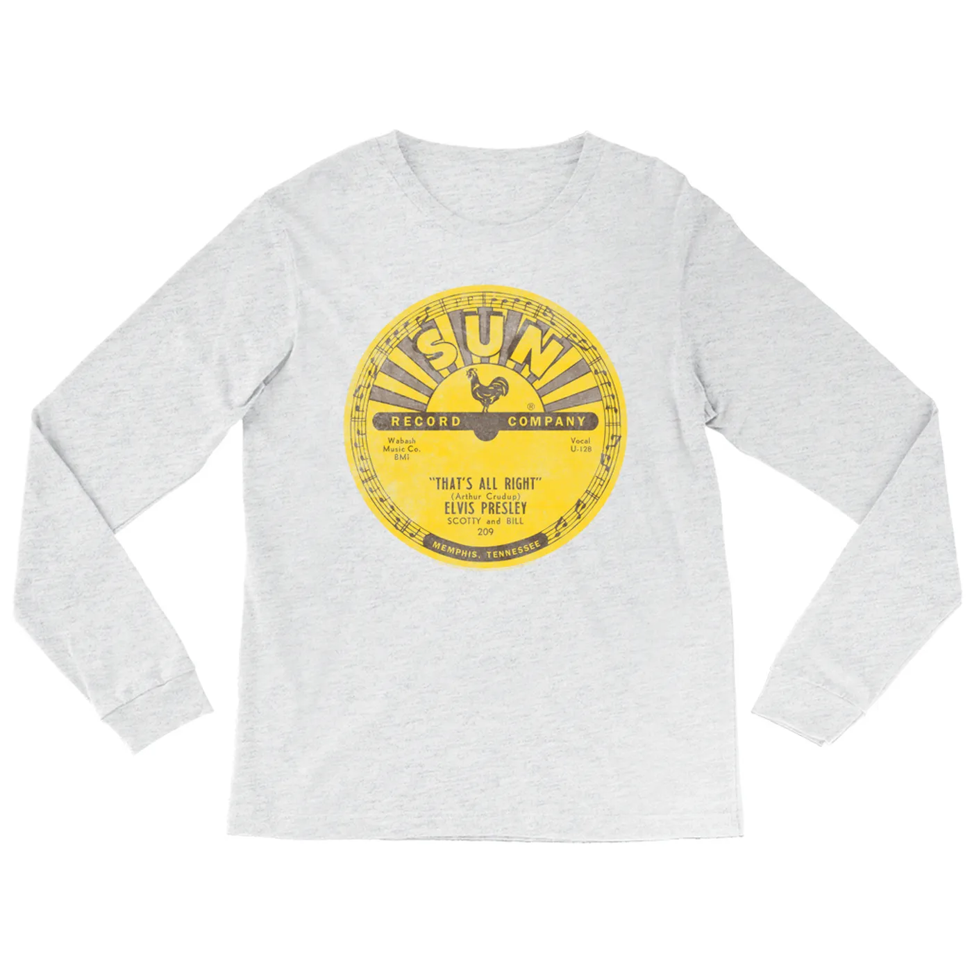 Elvis Presley Long Sleeve Shirt | That's All Right Record Label Distressed Elvis Presley Shirt