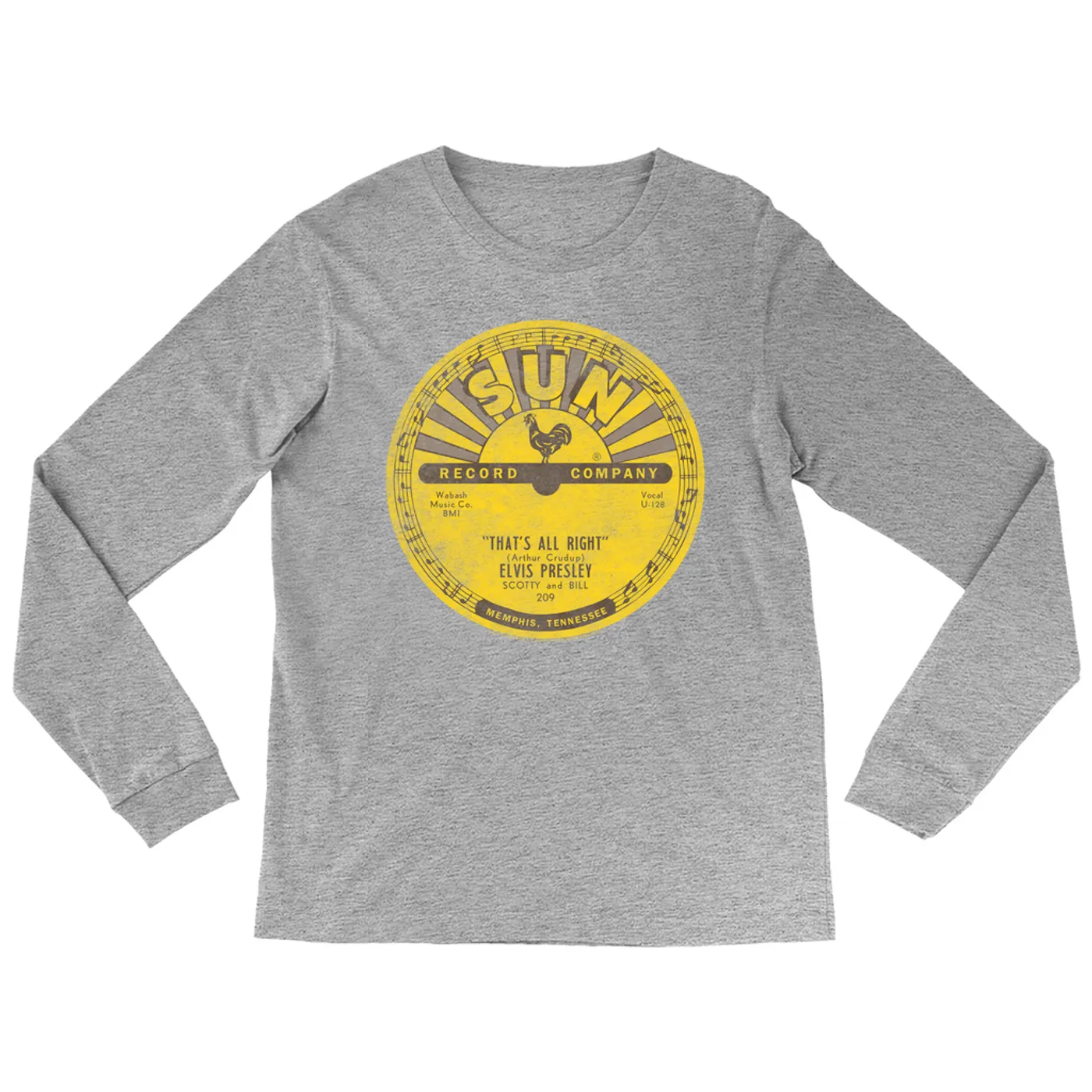 Elvis Presley Long Sleeve Shirt | That's All Right Record Label Distressed Elvis Presley Shirt