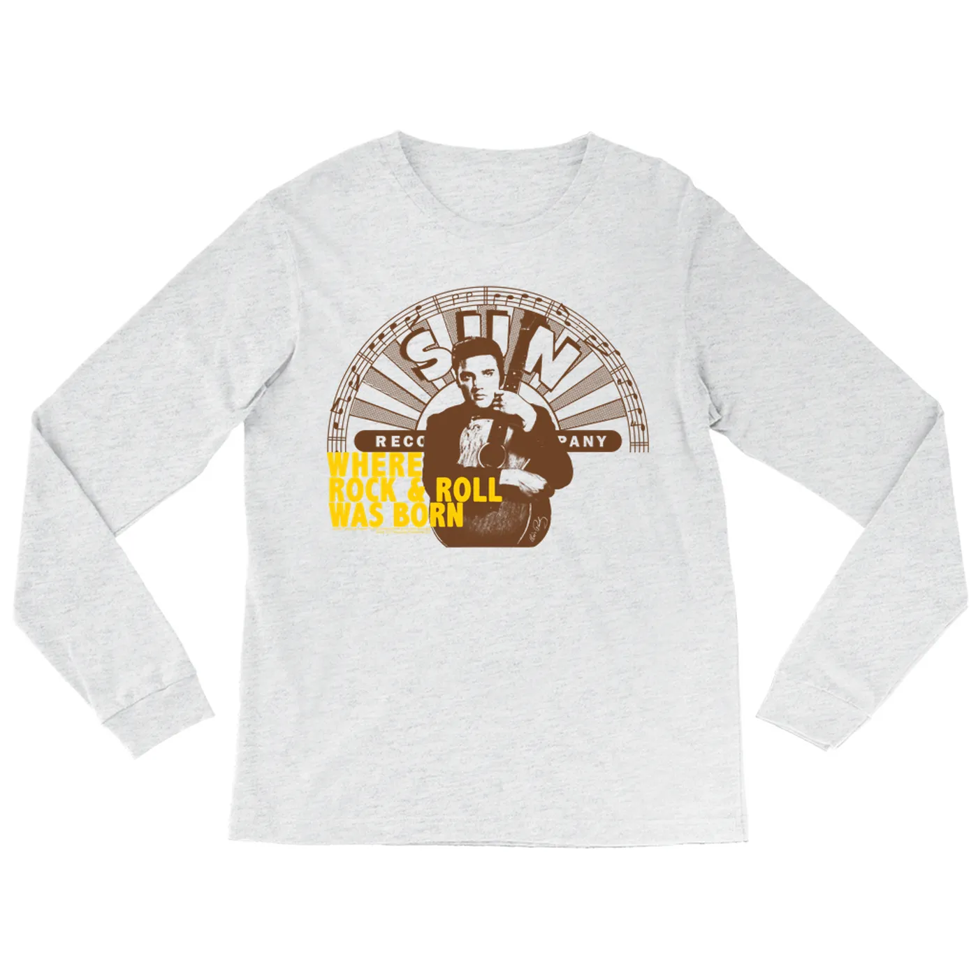 Elvis Presley Long Sleeve Shirt | Where Rock N' Roll Began Yellow Distressed Elvis Presley Shirt