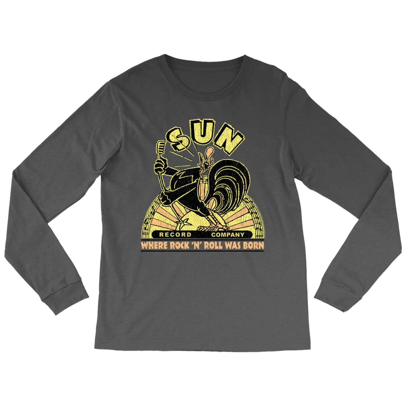 Sun Records Long Sleeve Shirt | Neon Vintage Where Rock N' Roll Was Born Distressed Sun Records Shirt