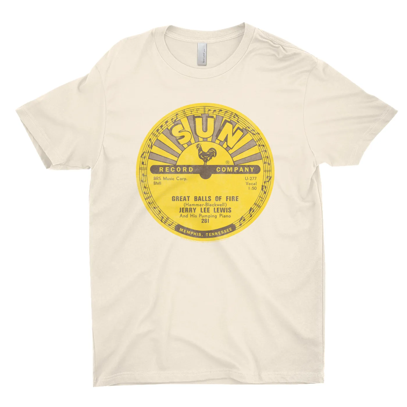Jerry Lee Lewis T-Shirt | Great Balls Of Fire Record Label Distressed Jerry Lee Lewis Shirt