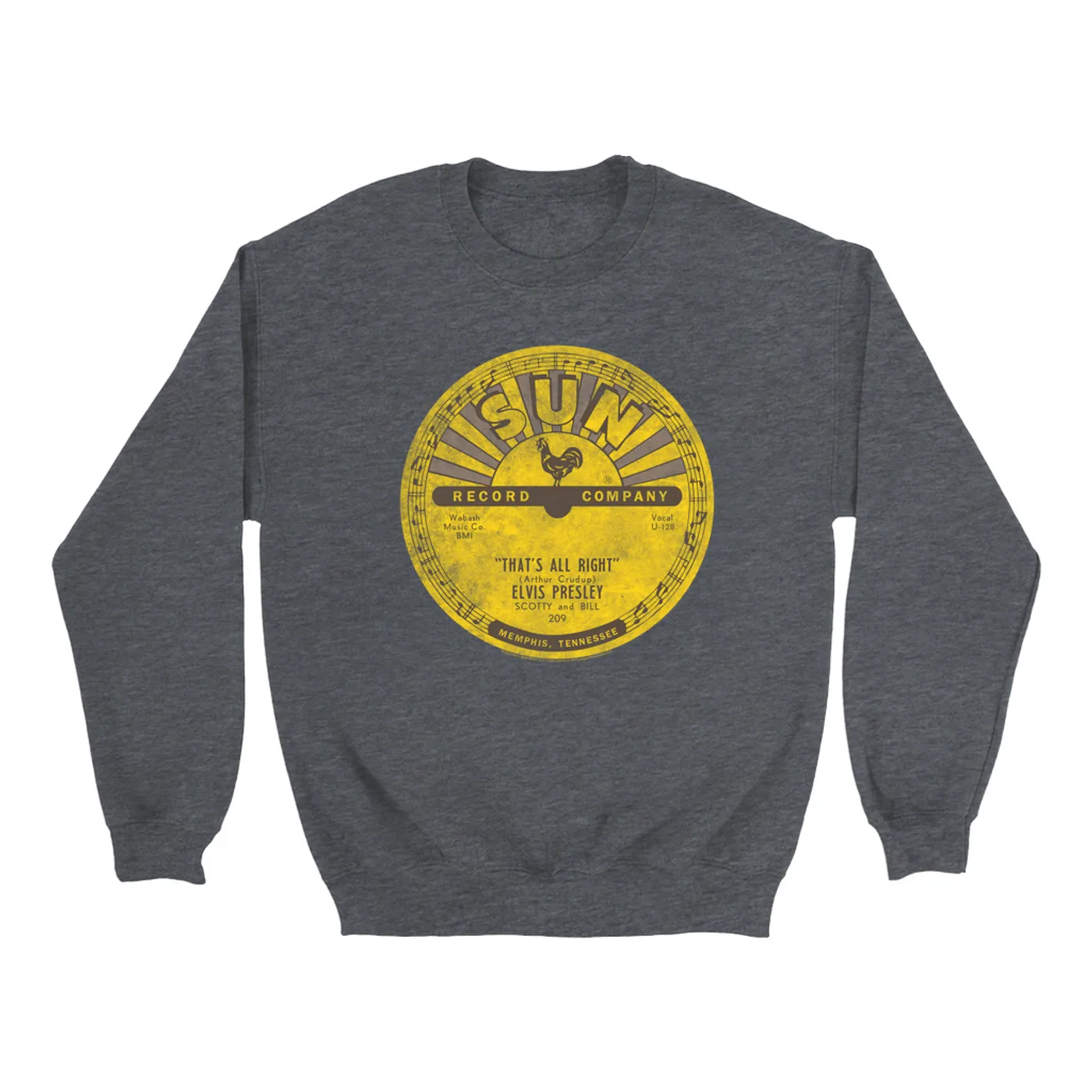 Elvis Presley Sweatshirt | That's All Right Record Label Distressed Elvis Presley Sweatshirt